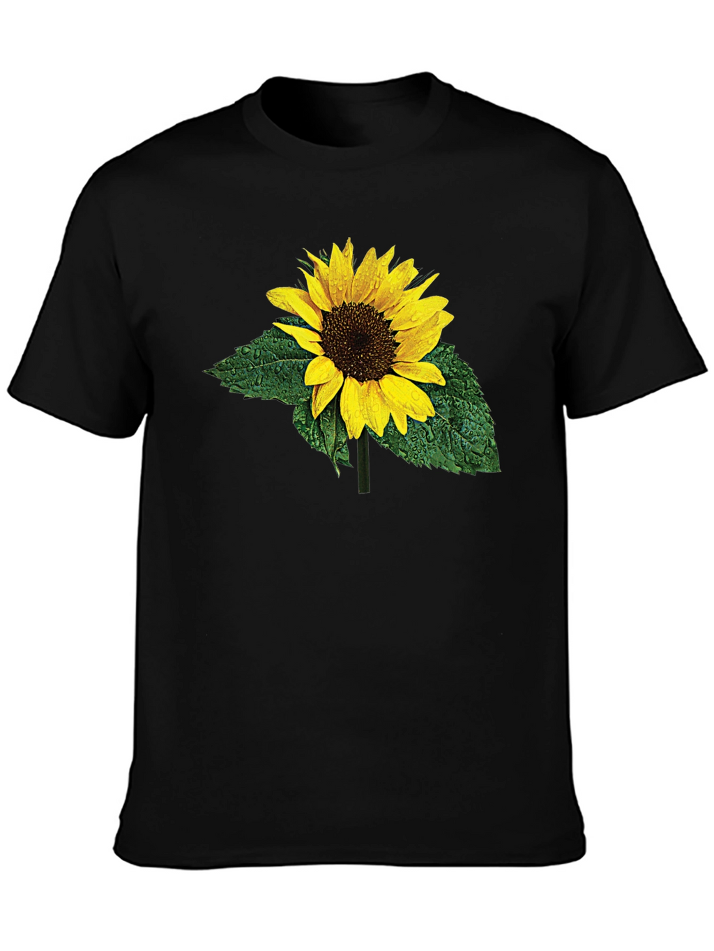 Sunflower Print Black T-Shirt
