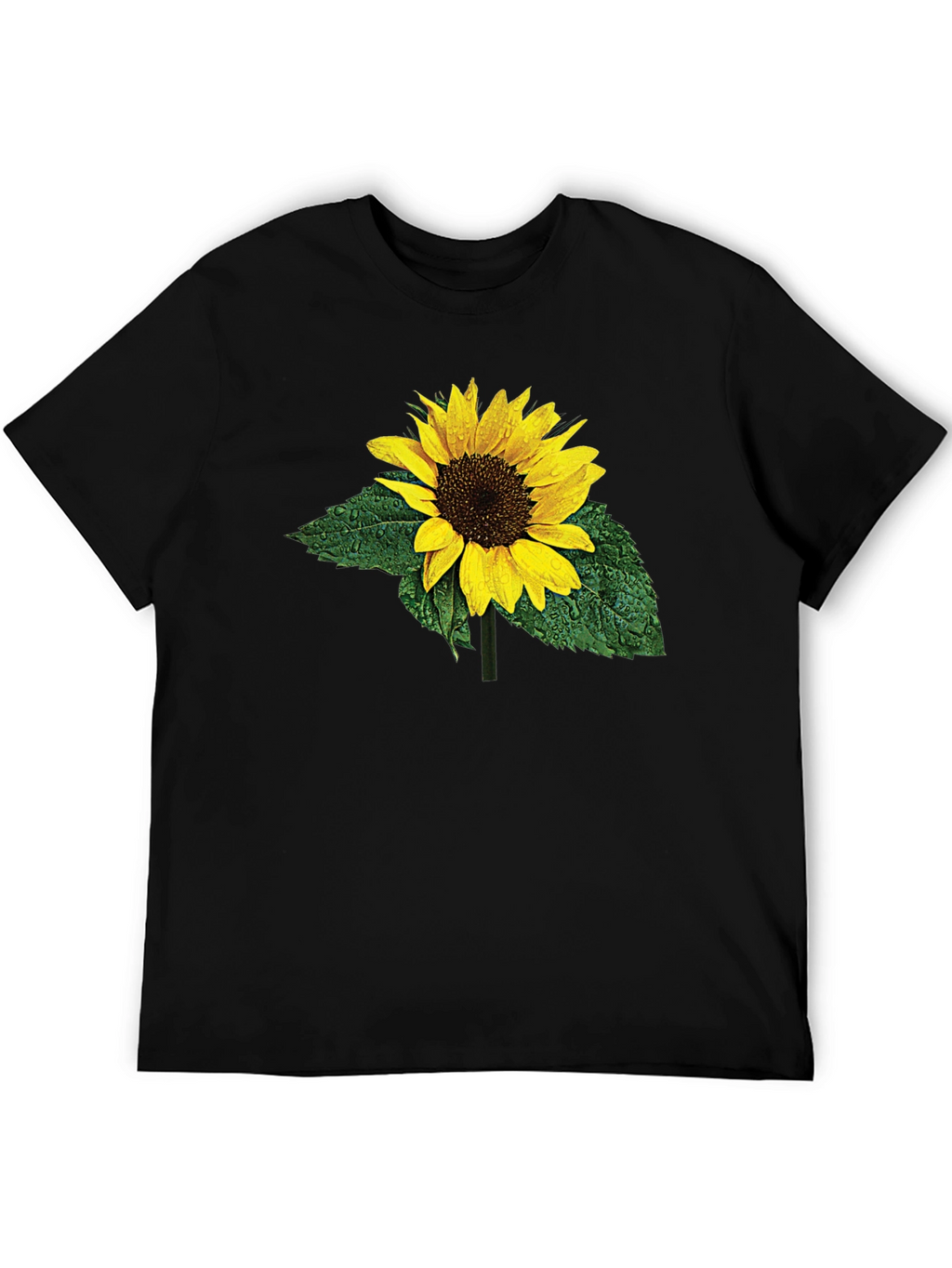 Sunflower Print Black T-Shirt