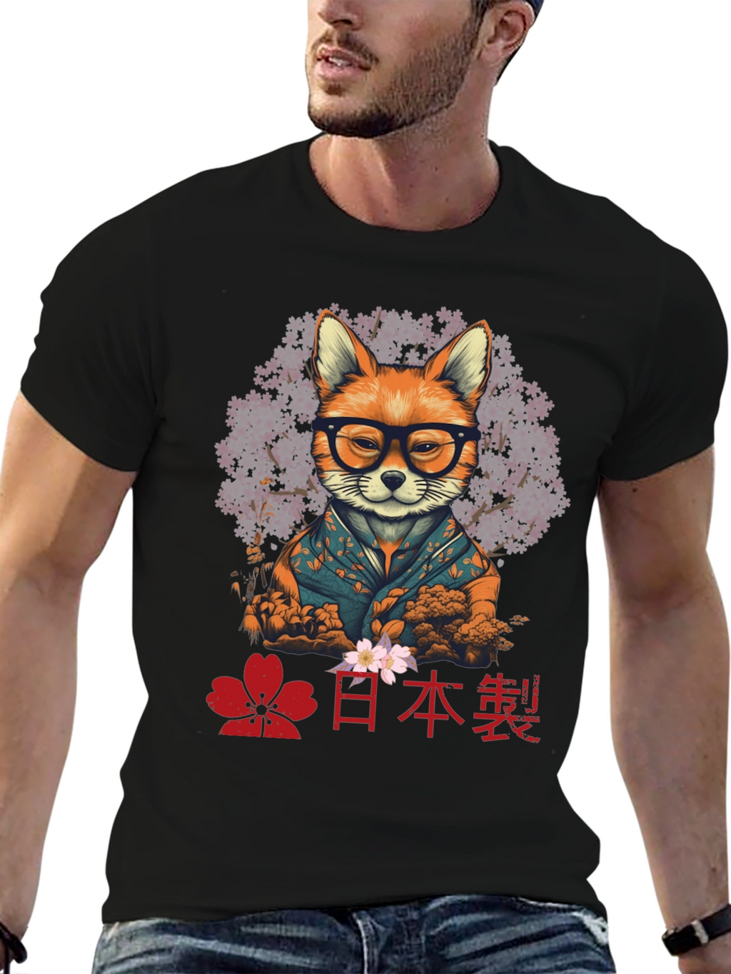 Fox in Glasses T-Shirt - Japanese Style