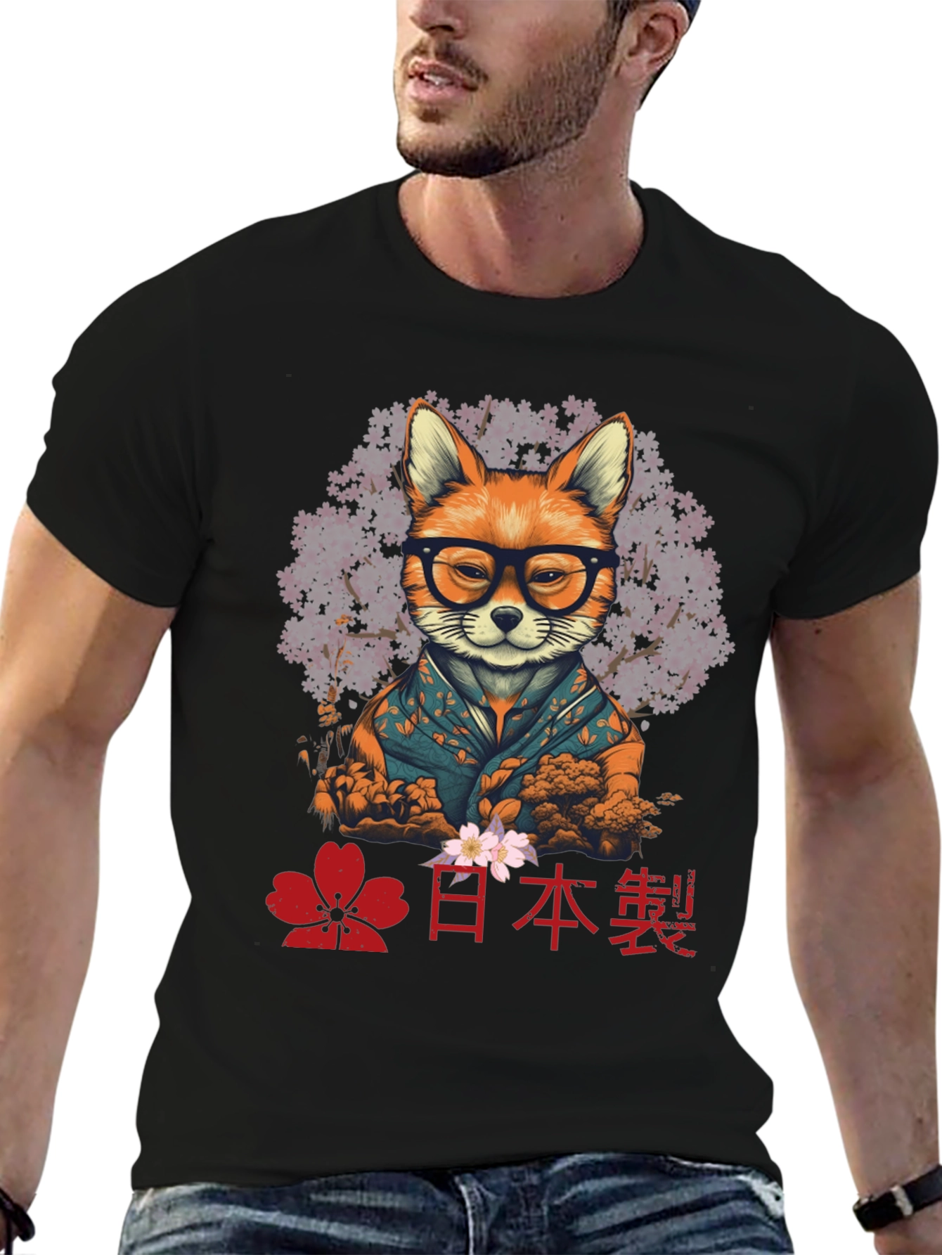 Fox in Glasses T-Shirt - Japanese Style