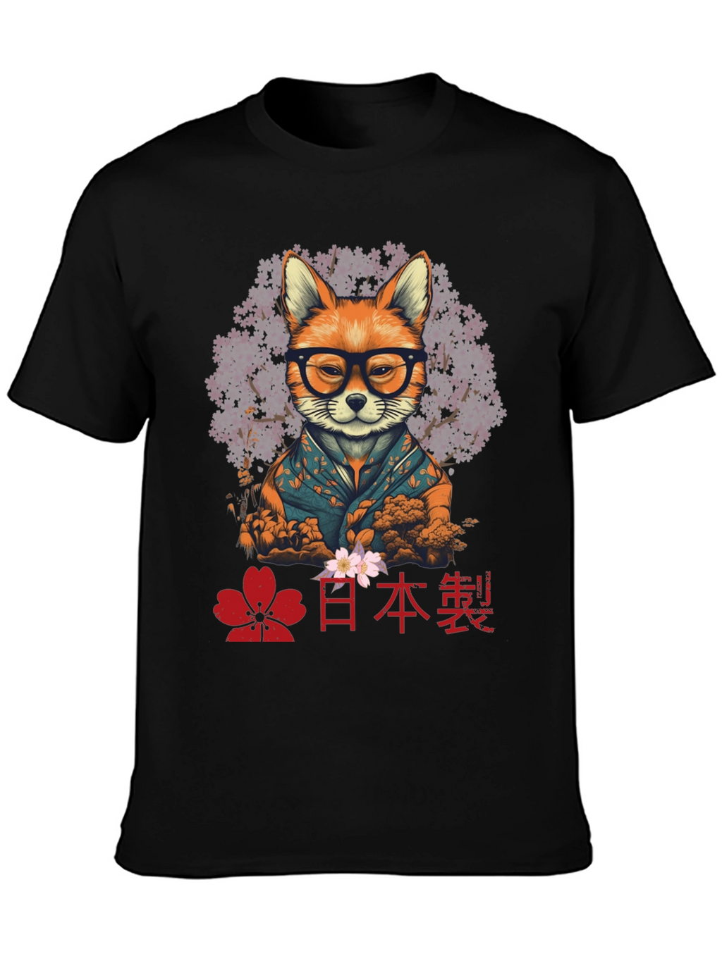 Fox in Glasses T-Shirt - Japanese Style
