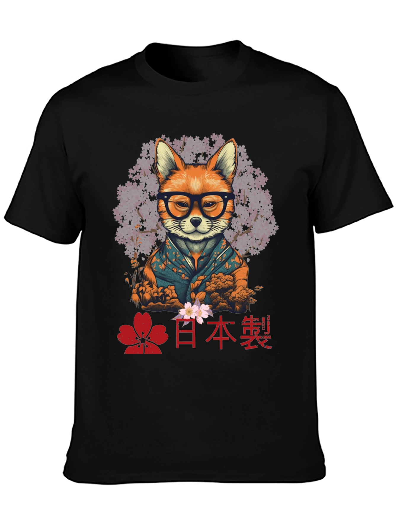 Fox in Glasses T-Shirt - Japanese Style