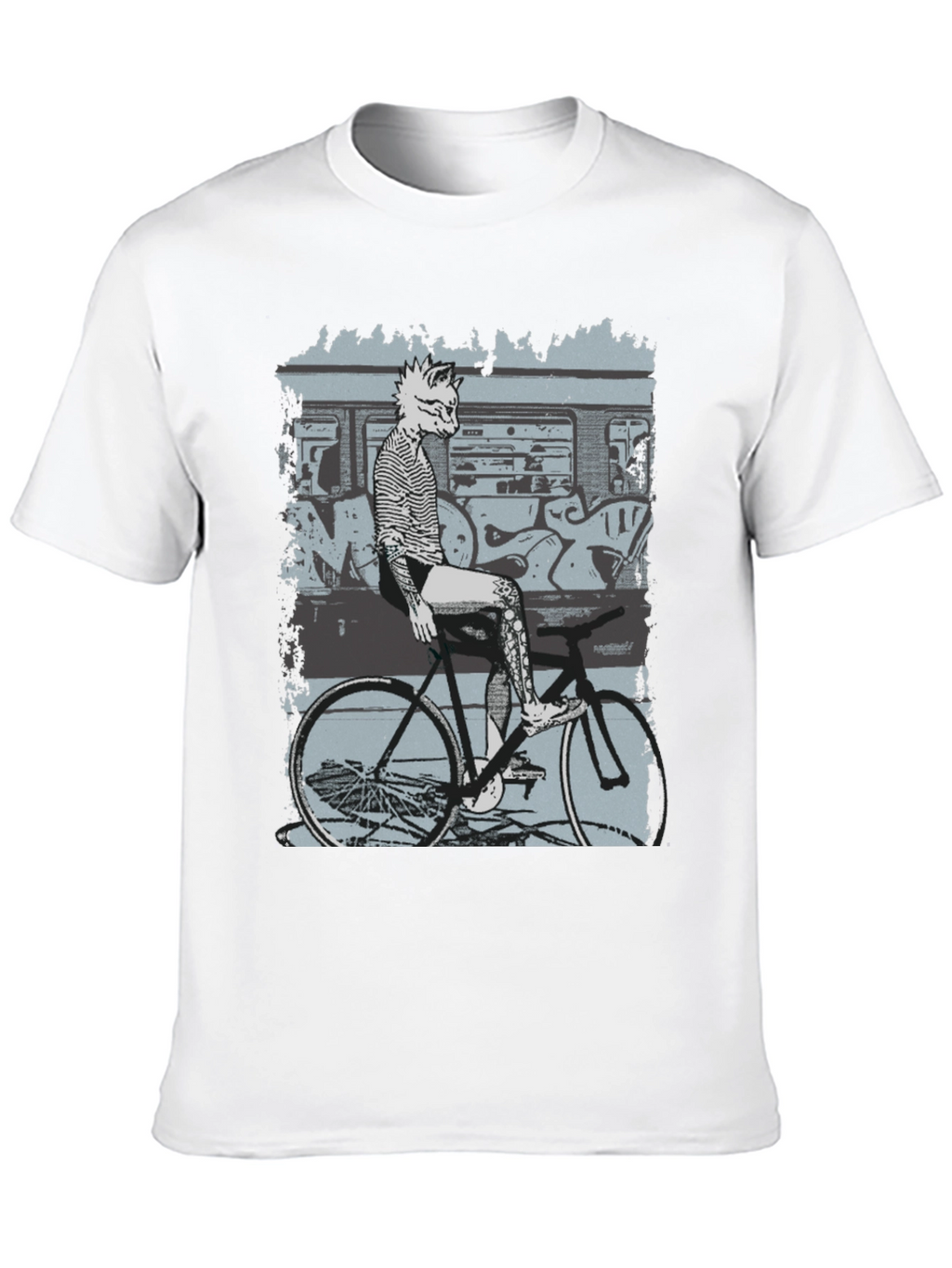 Stylish Graphic Tee - Fox on Bike Design