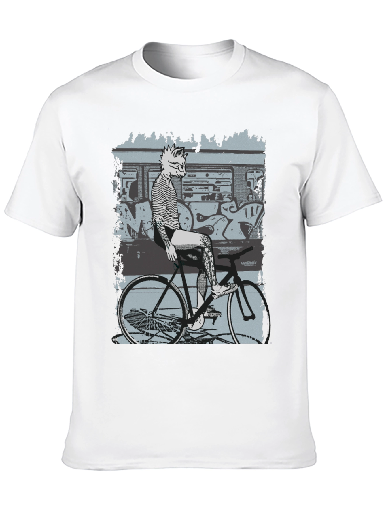 Stylish Graphic Tee - Fox on Bike Design