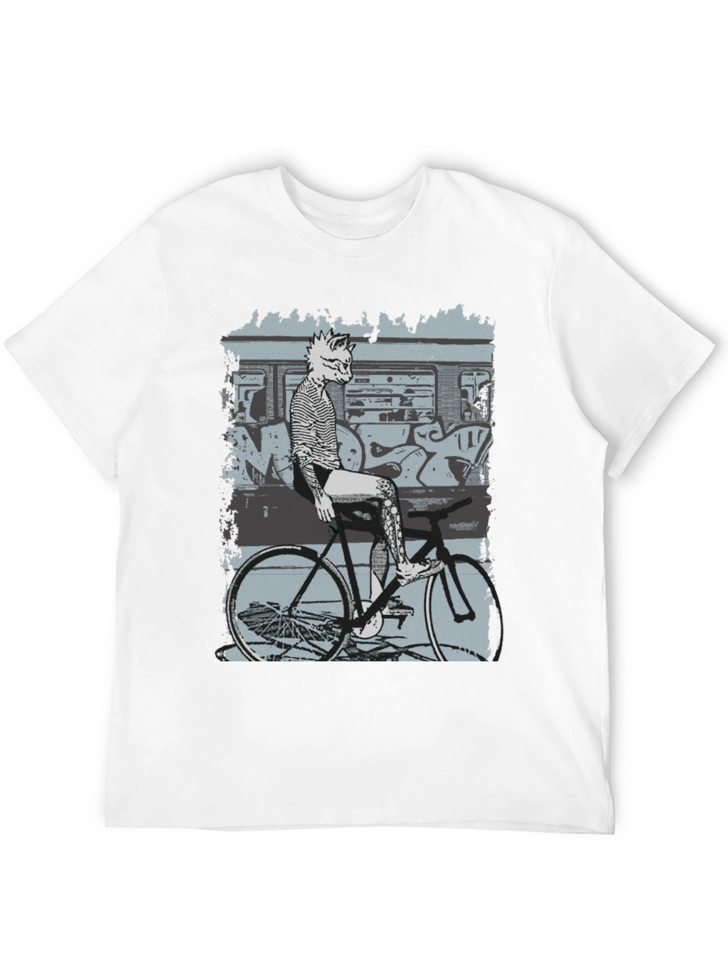 Stylish Graphic Tee - Fox on Bike Design