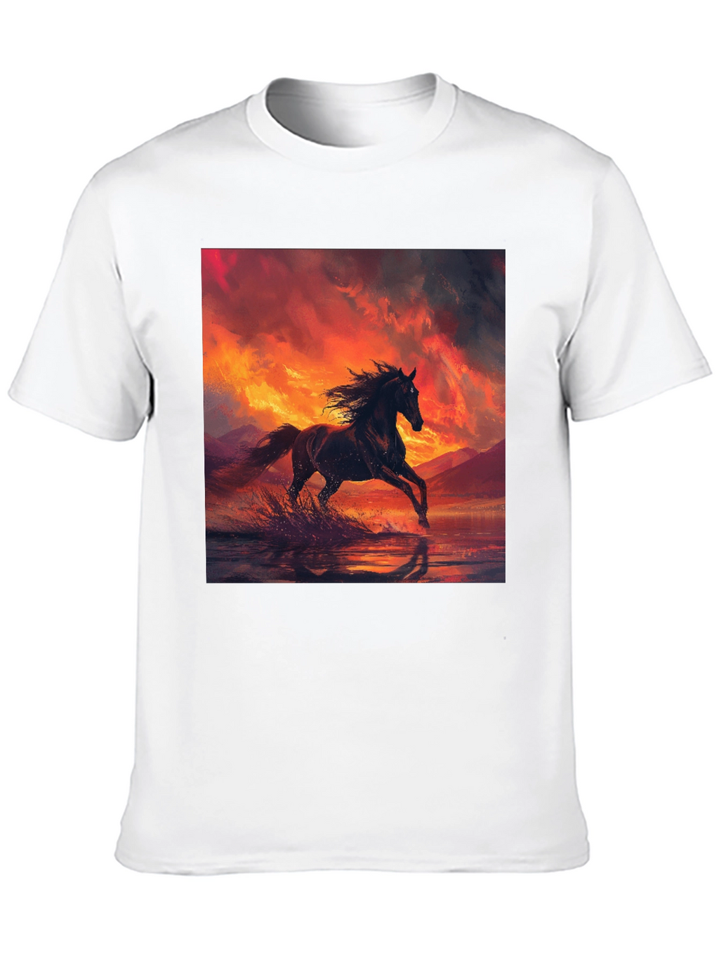 Horse Sunset Black T-Shirt