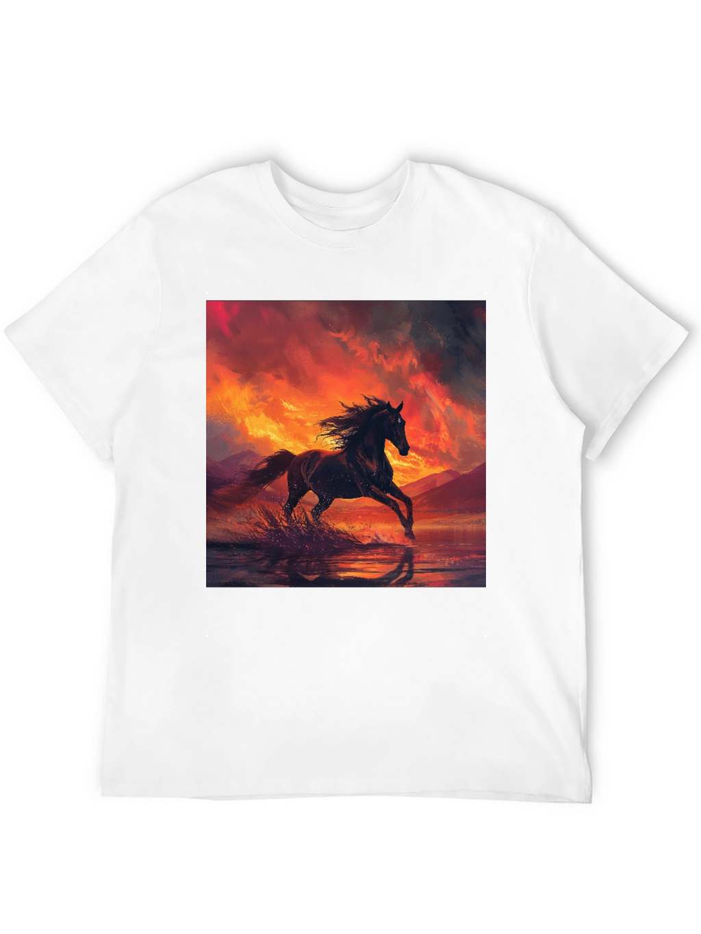 Horse Sunset Black T-Shirt