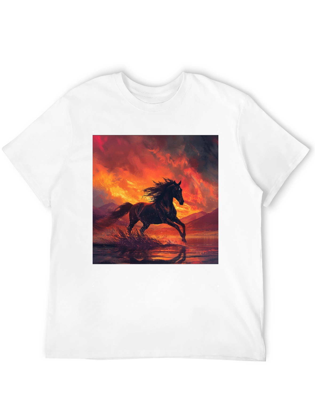 Horse Sunset Black T-Shirt