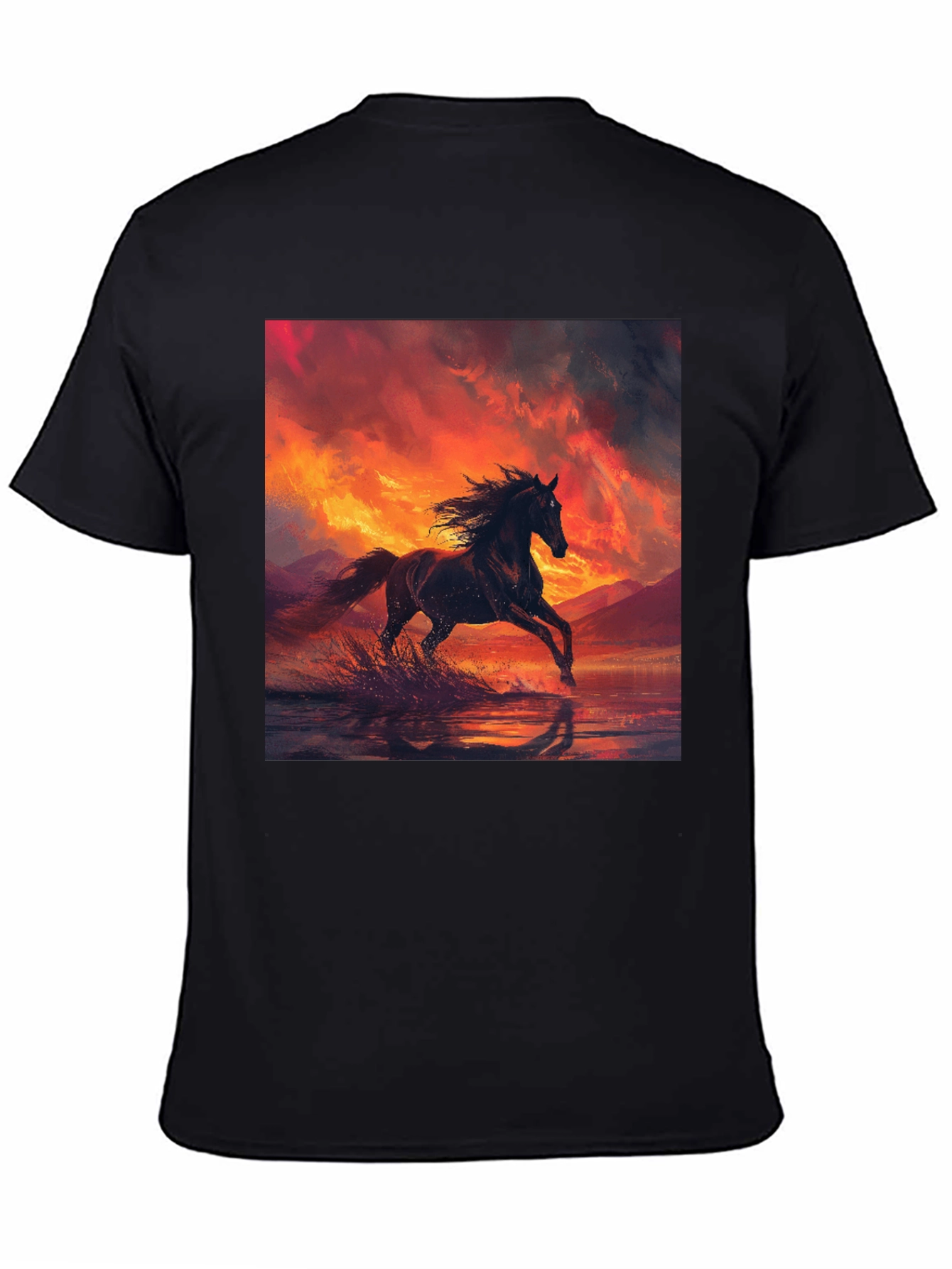 Horse Sunset Black T-Shirt