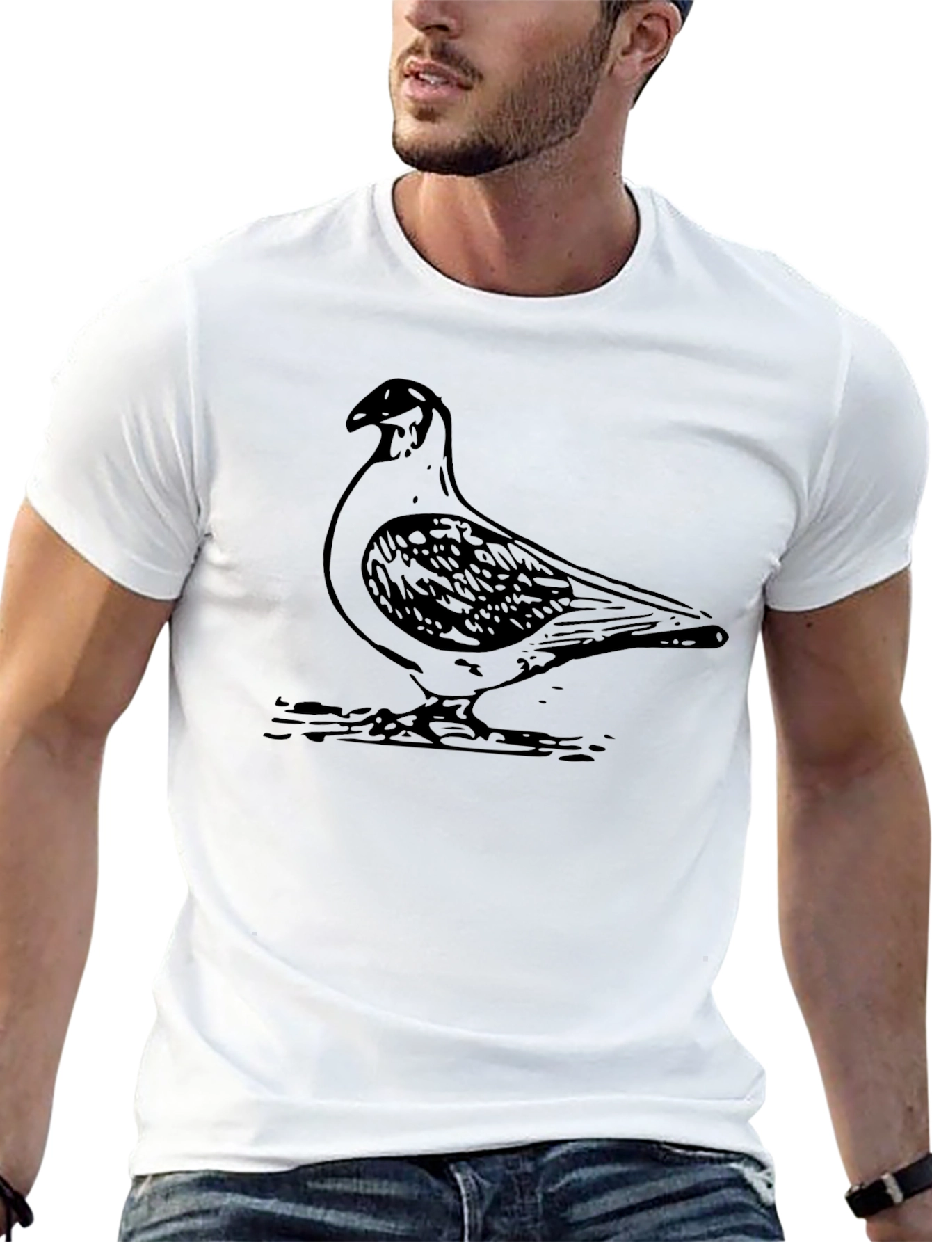 Pigeon Graphic Tee - Black Casual Style