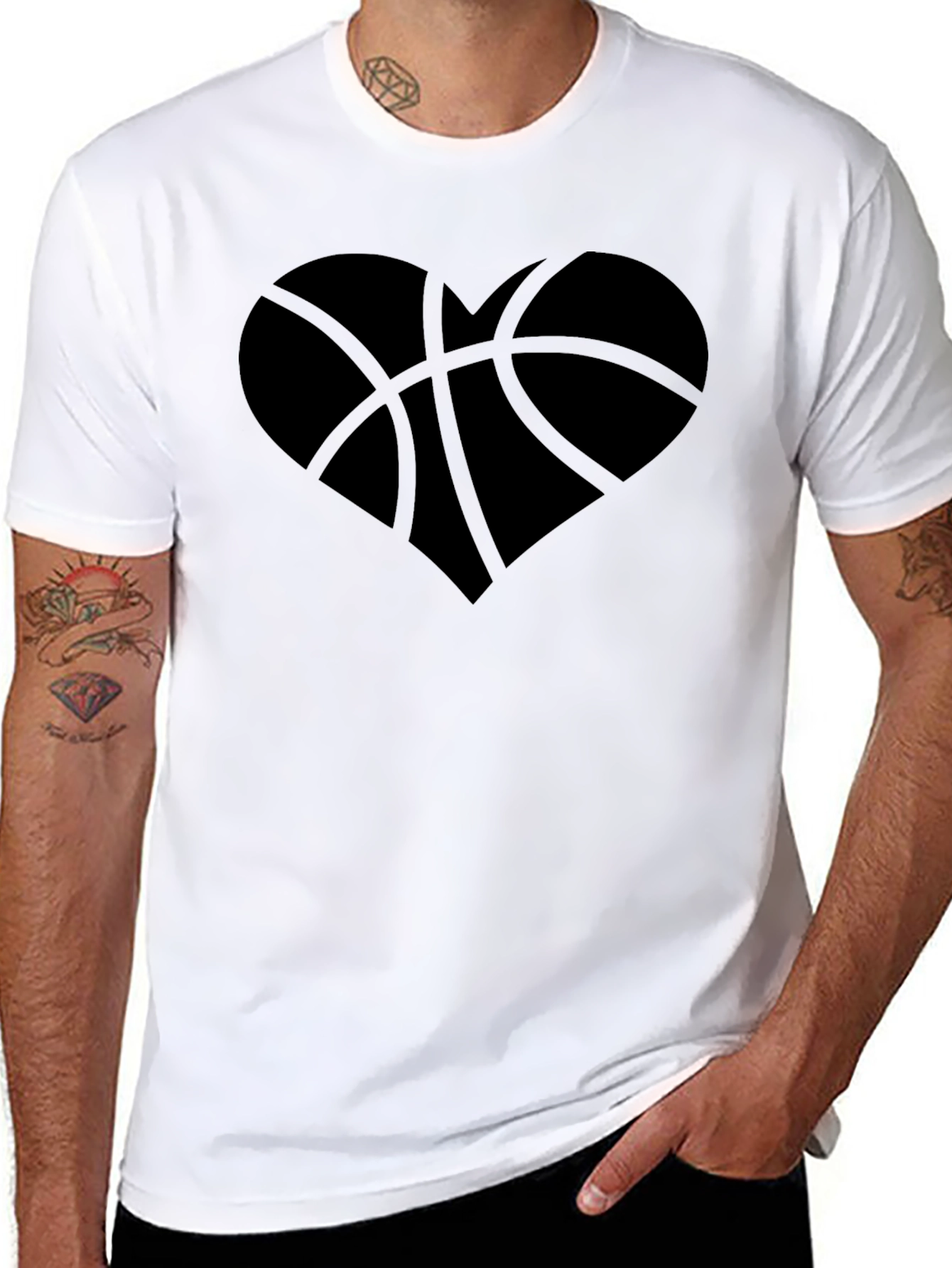 Basketball Heart Graphic T-Shirt - Trendy Casual Wear