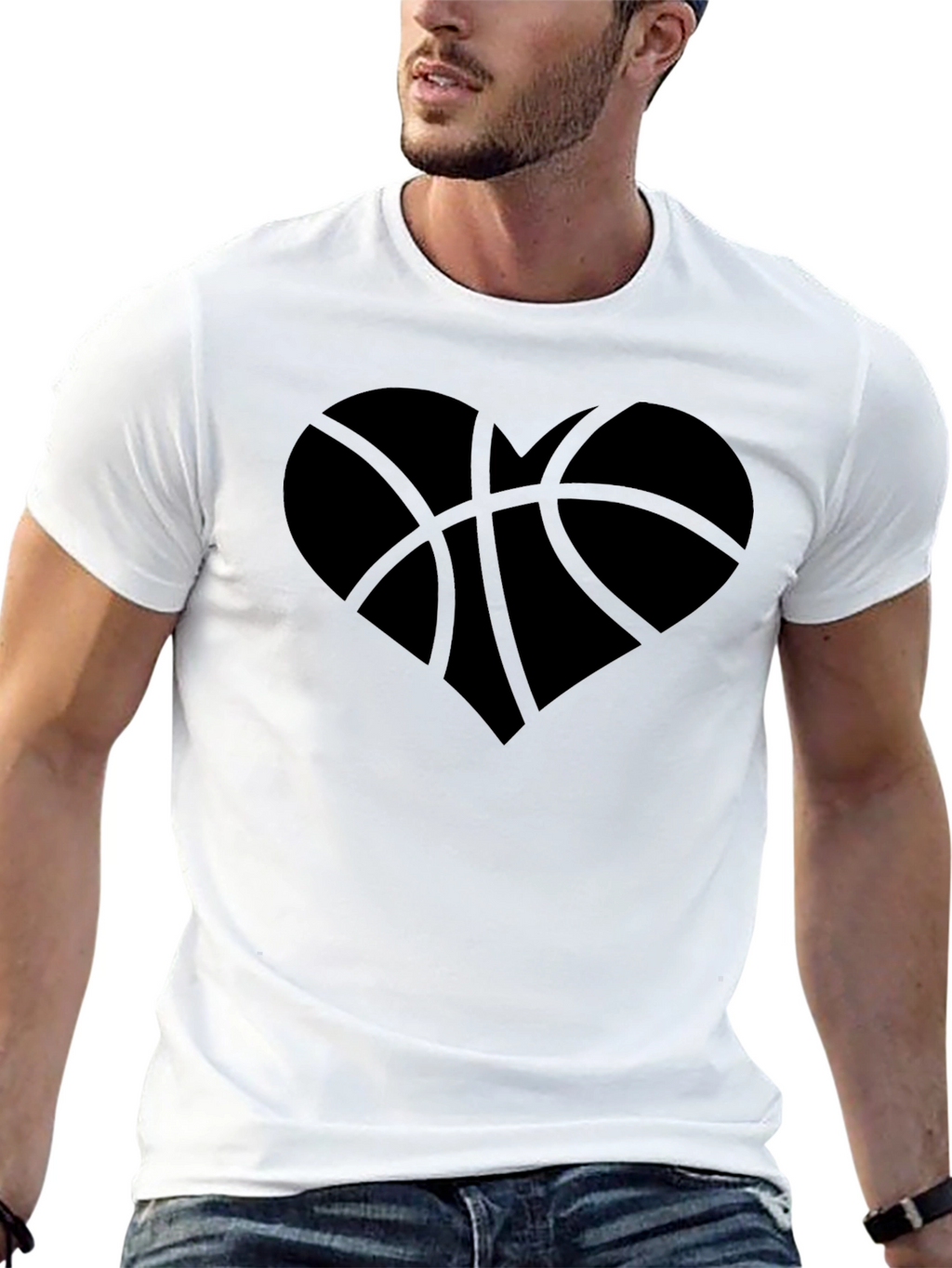 Basketball Heart Graphic T-Shirt - Trendy Casual Wear
