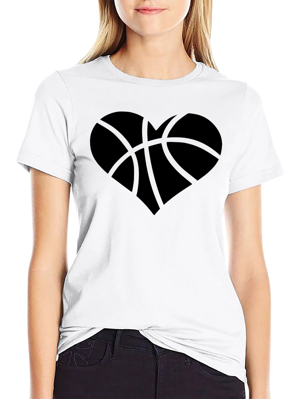 Basketball Heart Graphic T-Shirt - Trendy Casual Wear
