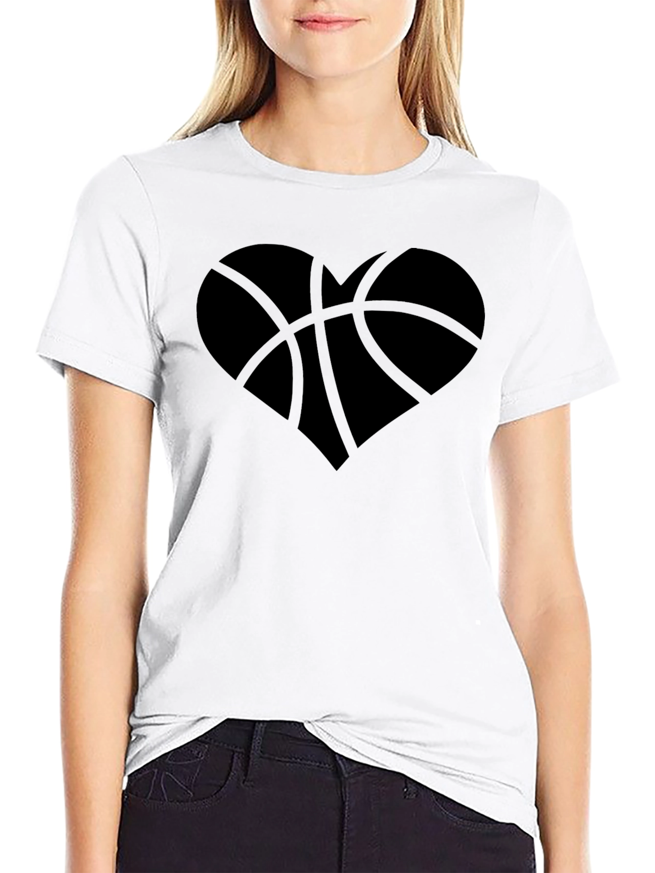 Basketball Heart Graphic T-Shirt - Trendy Casual Wear