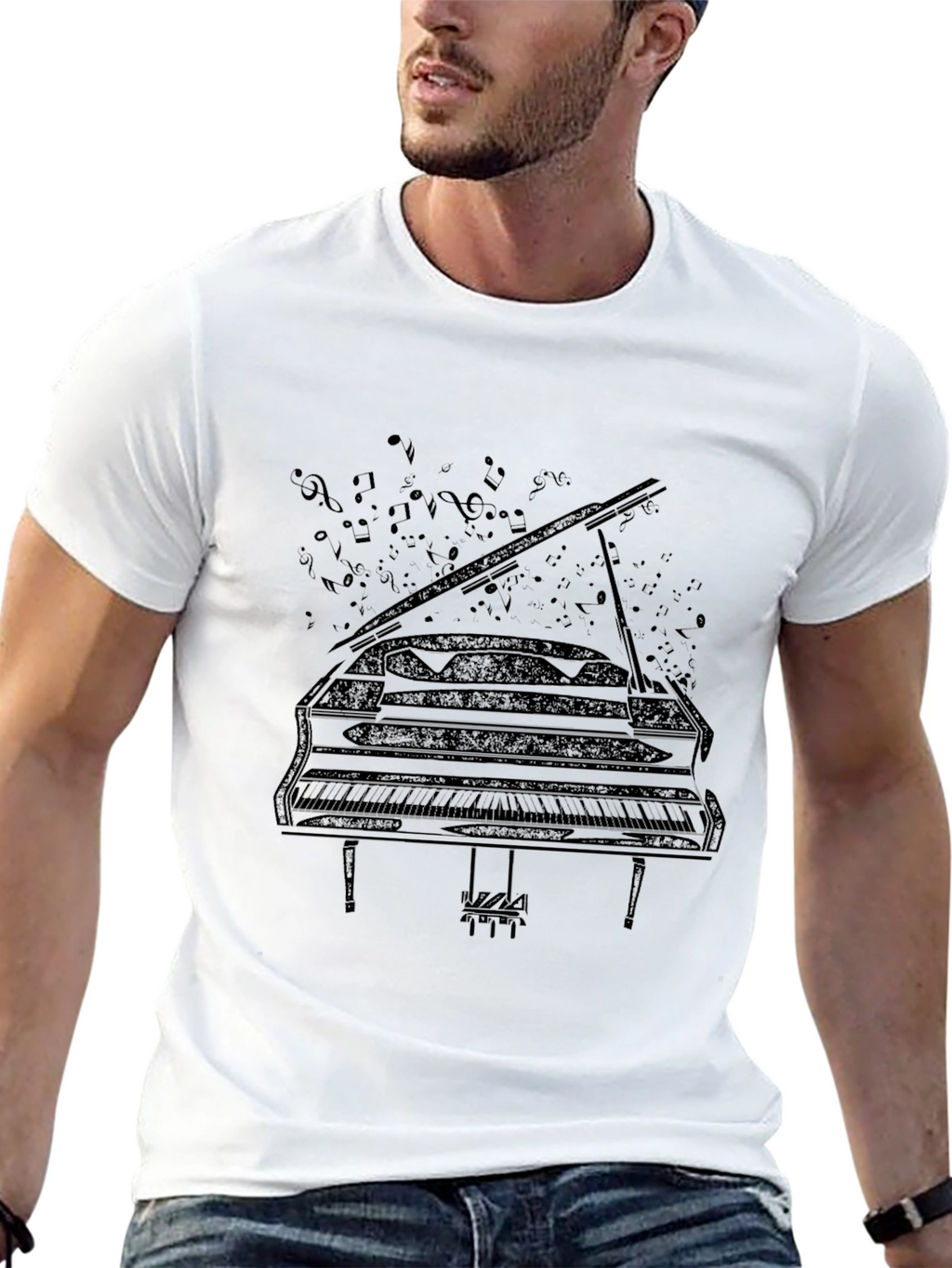 Piano Graphic Tee - Musicians Black T-Shirt