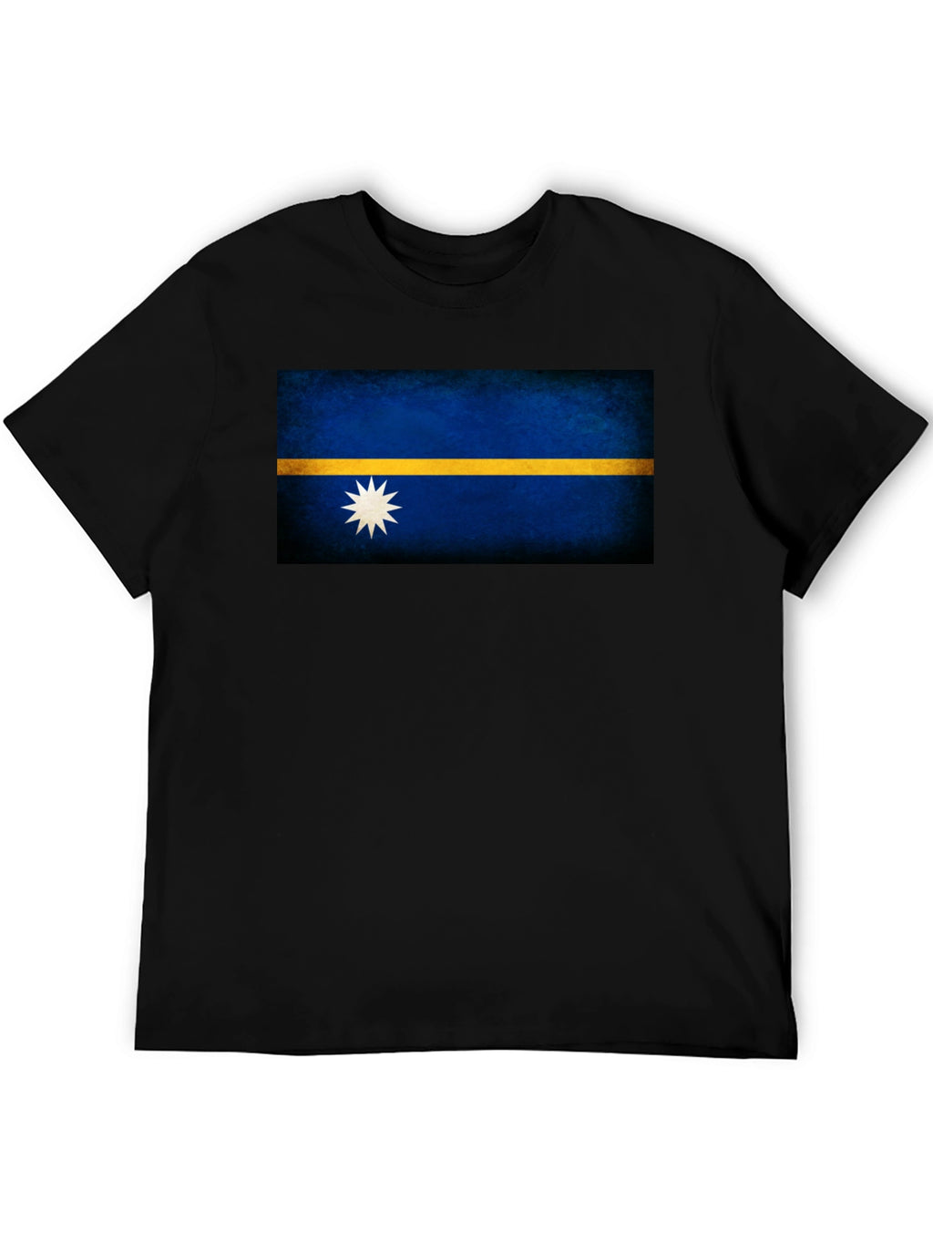 Nauru Flag T-Shirt - Black Crew Neck Tee