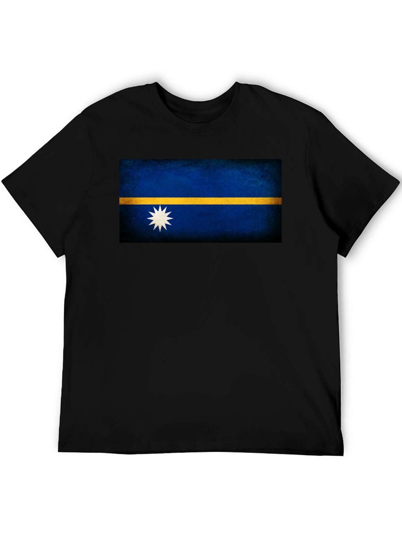 Nauru Flag T-Shirt - Black Crew Neck Tee