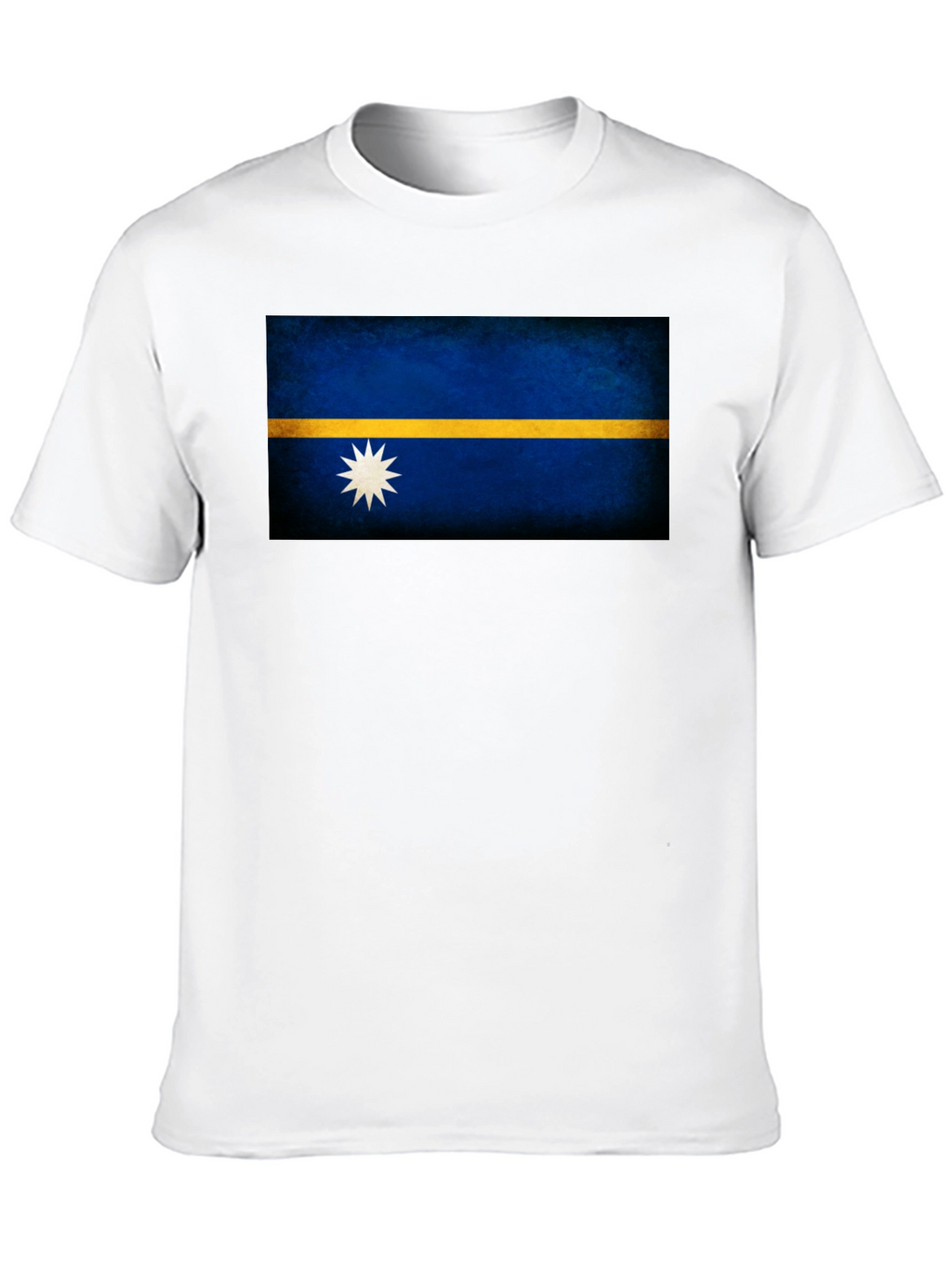 Nauru Flag T-Shirt - Black Crew Neck Tee