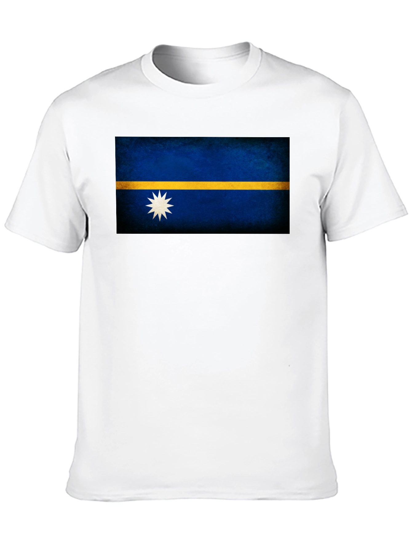 Nauru Flag T-Shirt - Black Crew Neck Tee