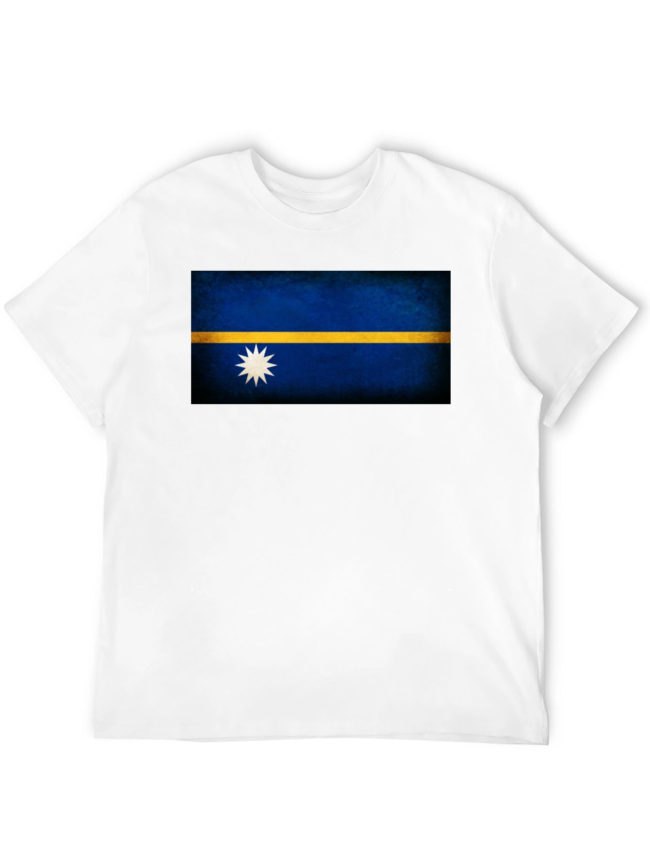 Nauru Flag T-Shirt - Black Crew Neck Tee