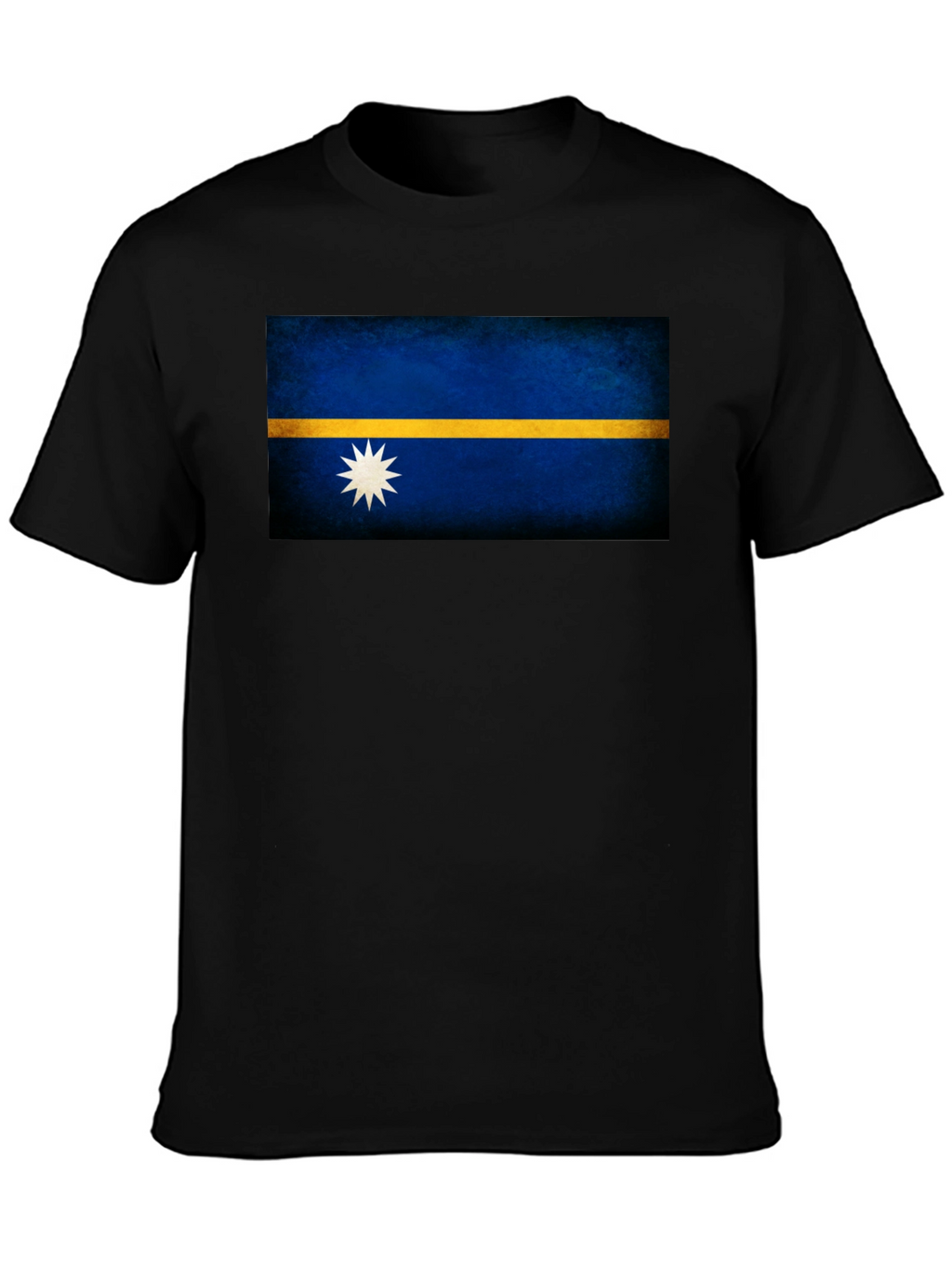 Nauru Flag T-Shirt - Black Crew Neck Tee