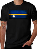 Nauru Flag T-Shirt - Black Crew Neck Tee