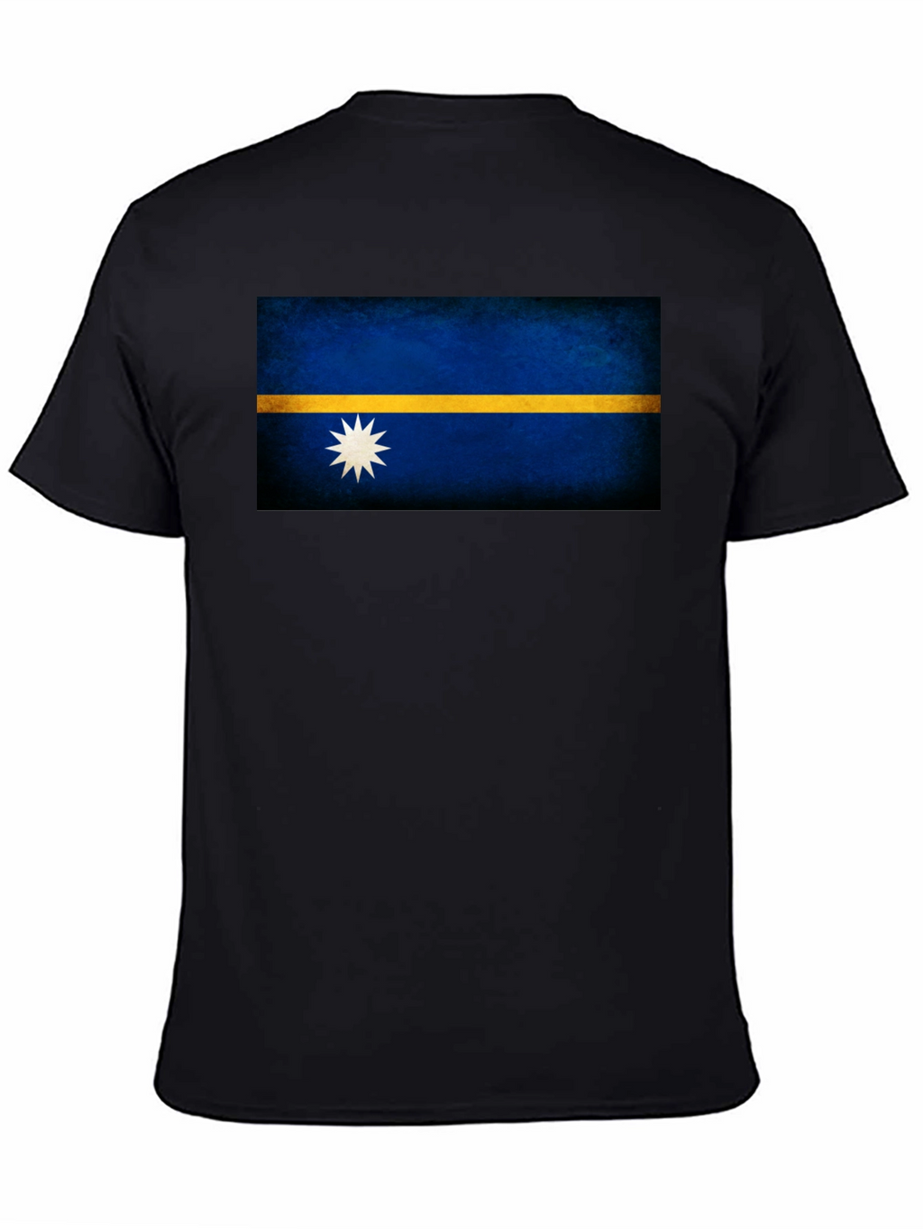 Nauru Flag T-Shirt - Black Crew Neck Tee