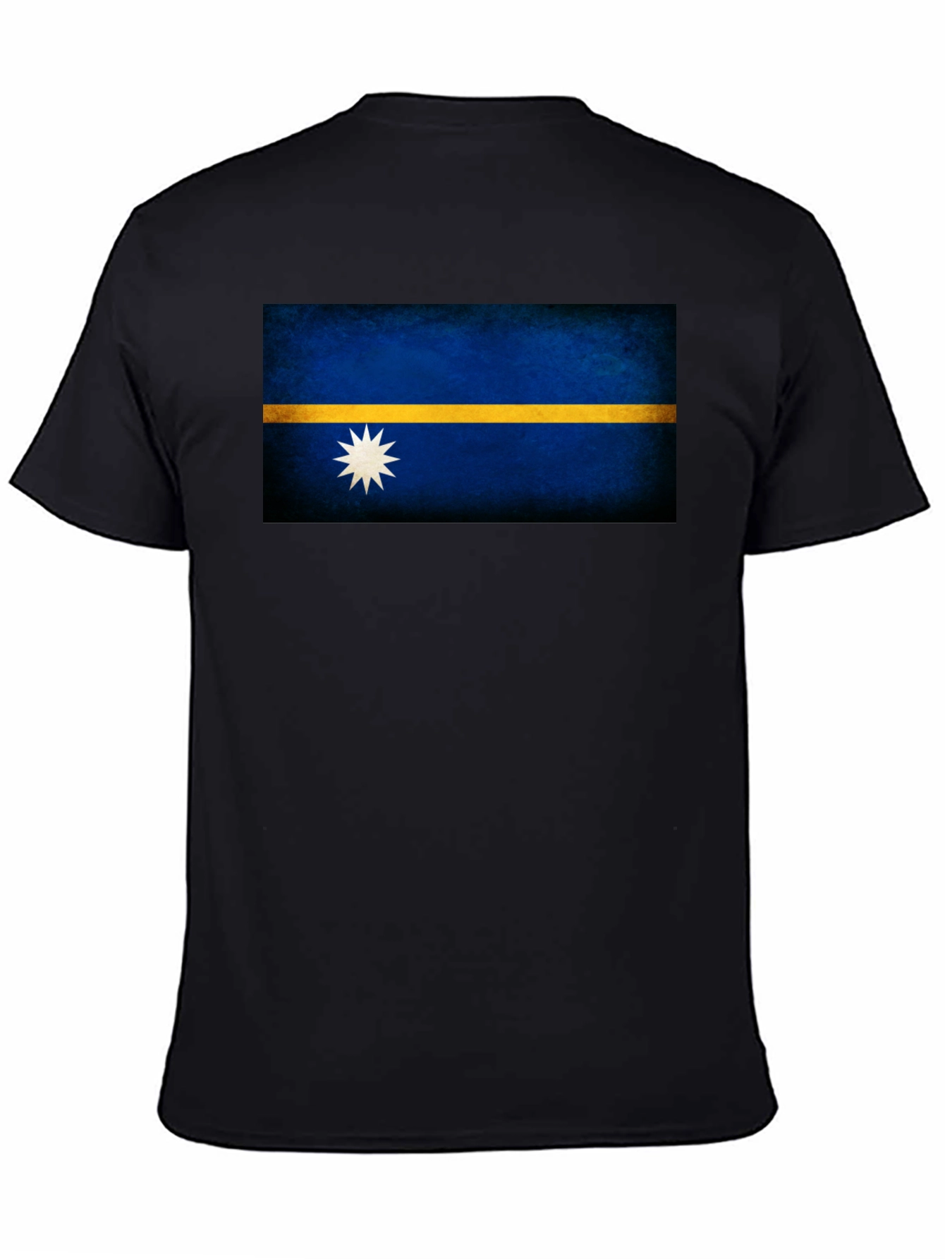 Nauru Flag T-Shirt - Black Crew Neck Tee