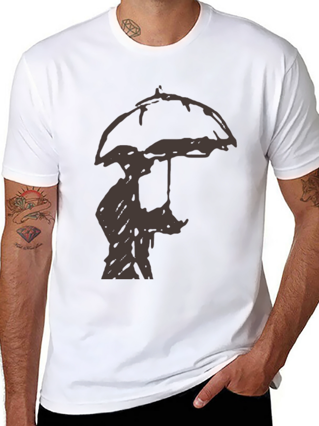 Umbrella Silhouette Graphic Tee - Black