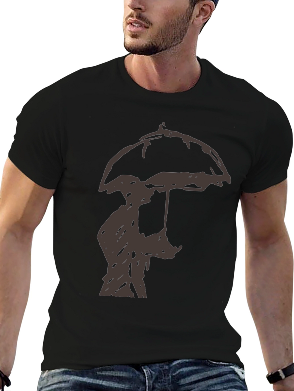 Umbrella Silhouette Graphic Tee - Black