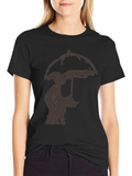 Umbrella Silhouette Graphic Tee - Black