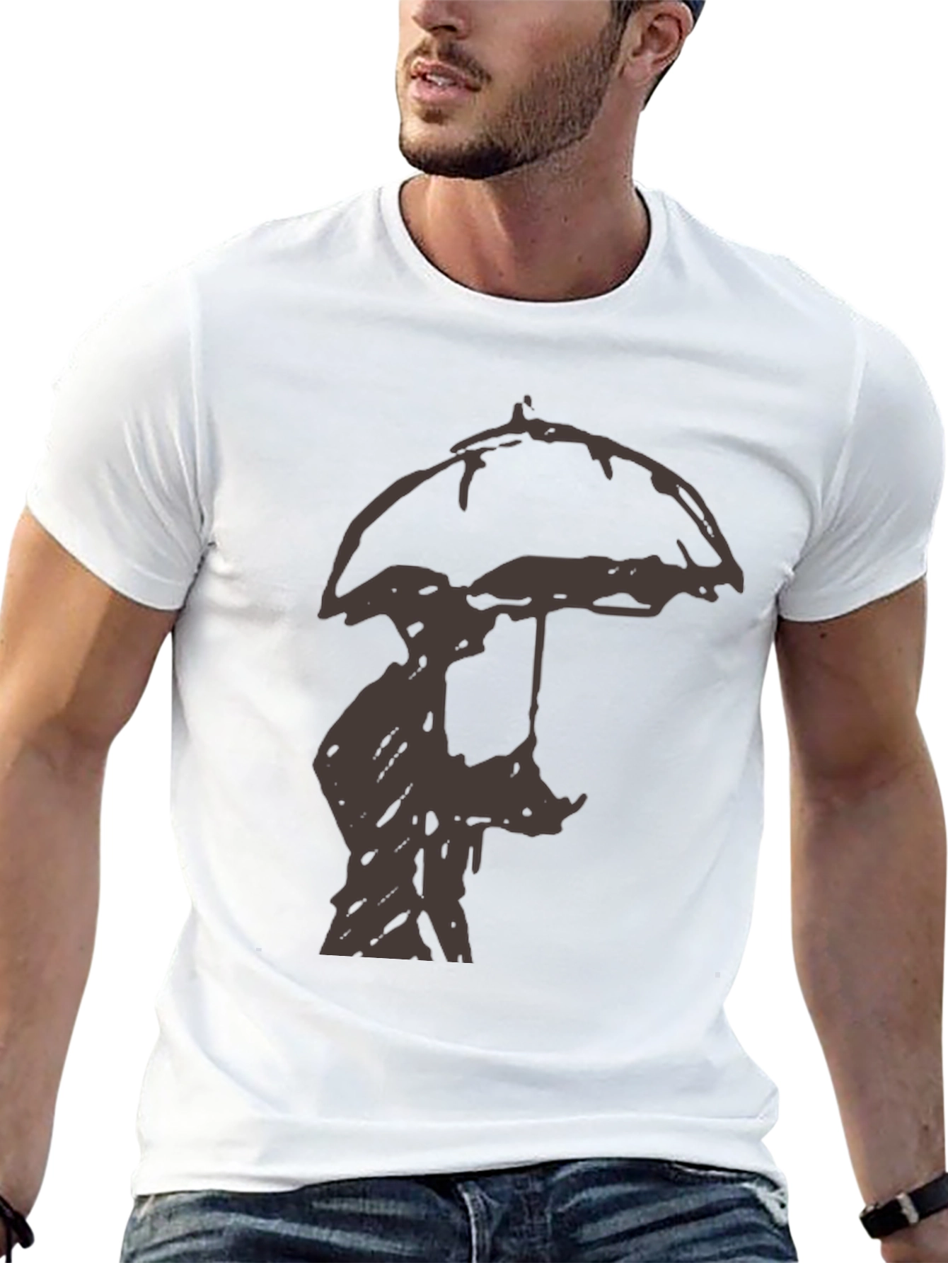 Umbrella Silhouette Graphic Tee - Black