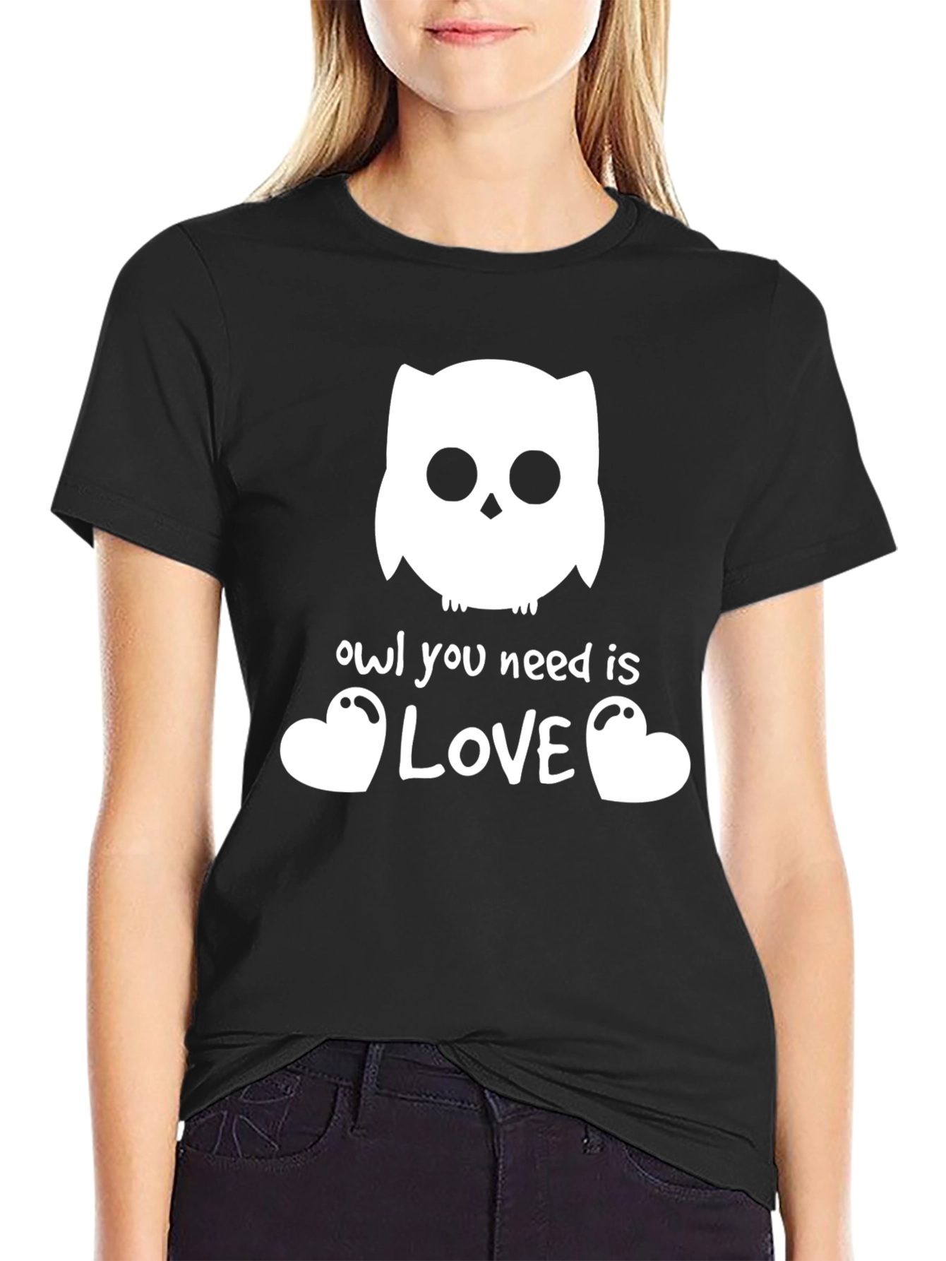 Owl You Need is Love T-Shirt - Black