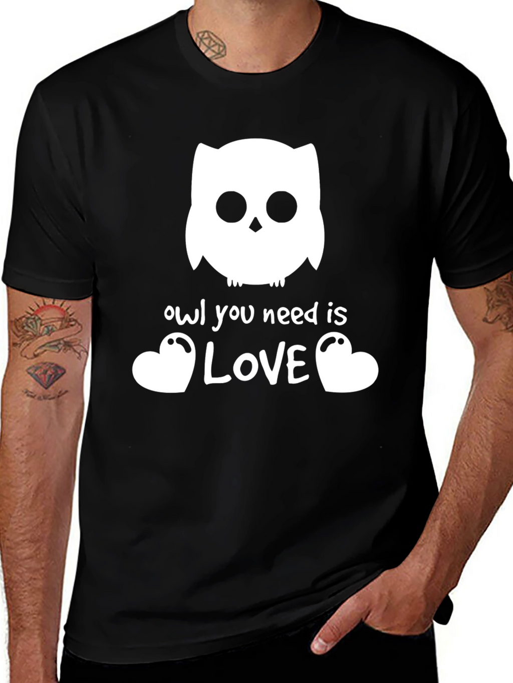 Owl You Need is Love T-Shirt - Black