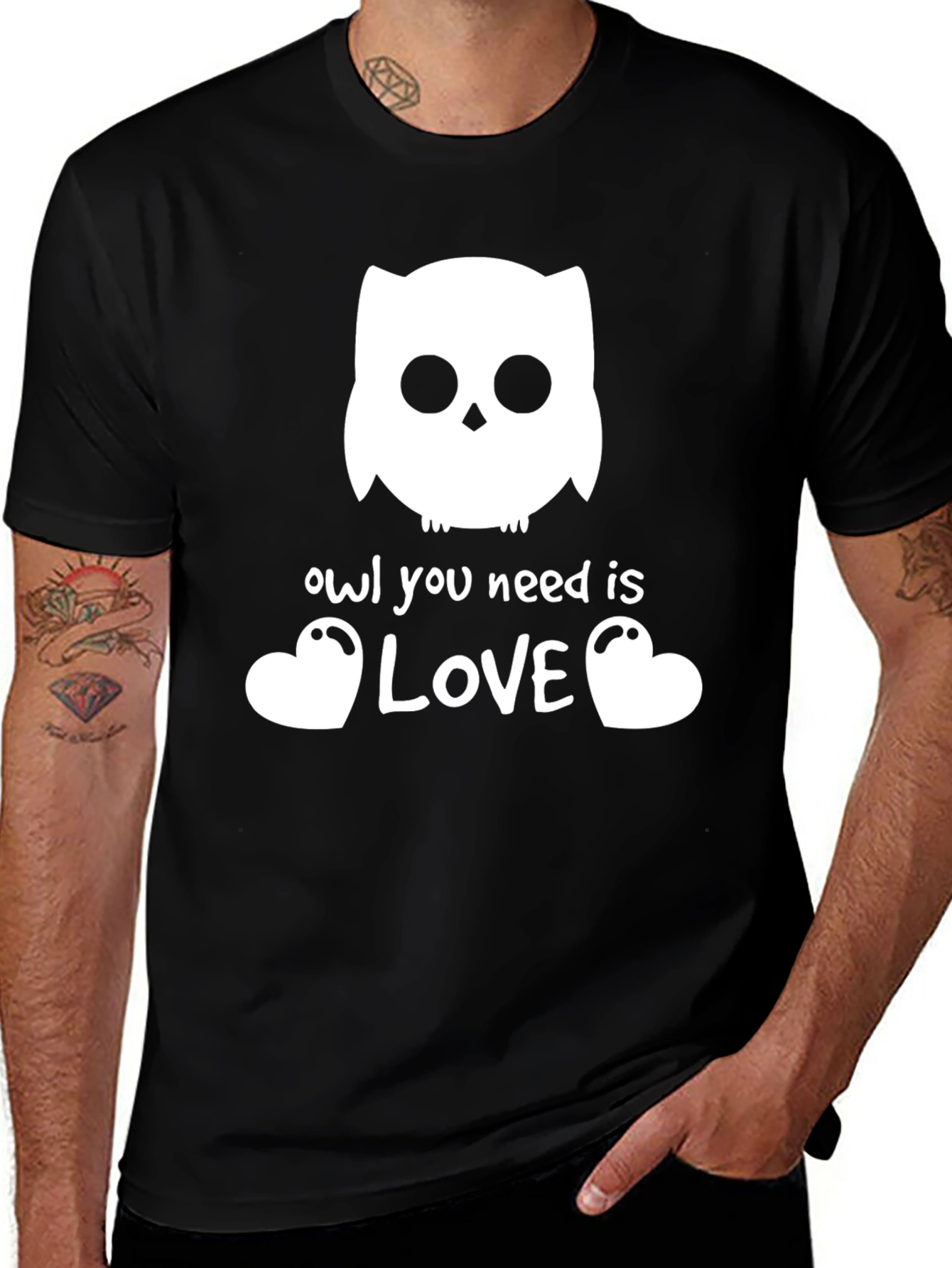 Owl You Need is Love T-Shirt - Black