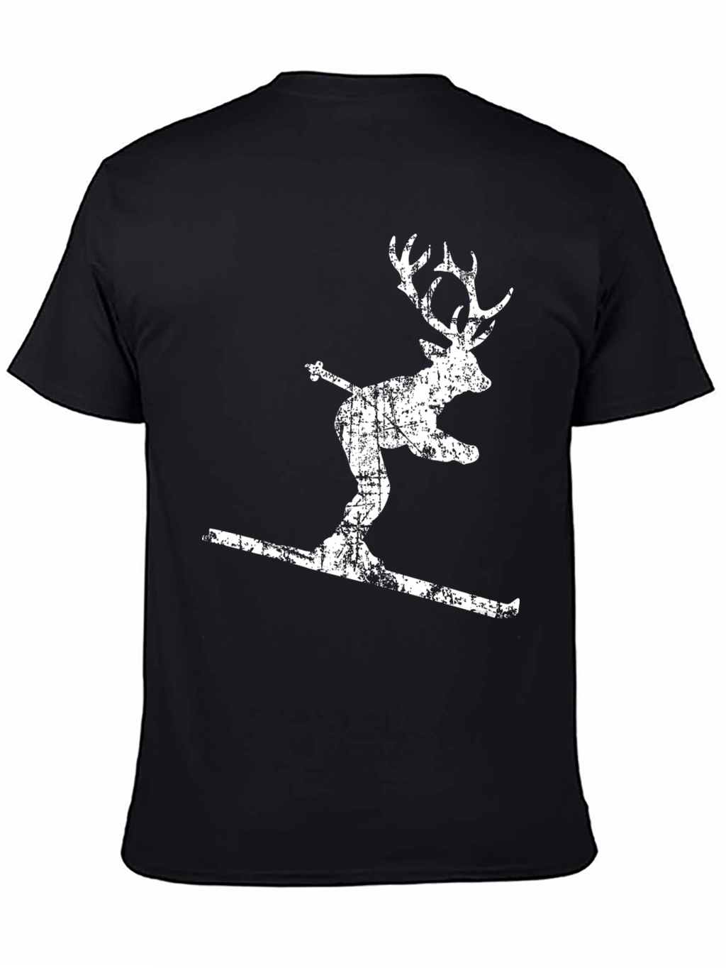 Skiing Deer Graphic T-Shirt - Mens Black Tee