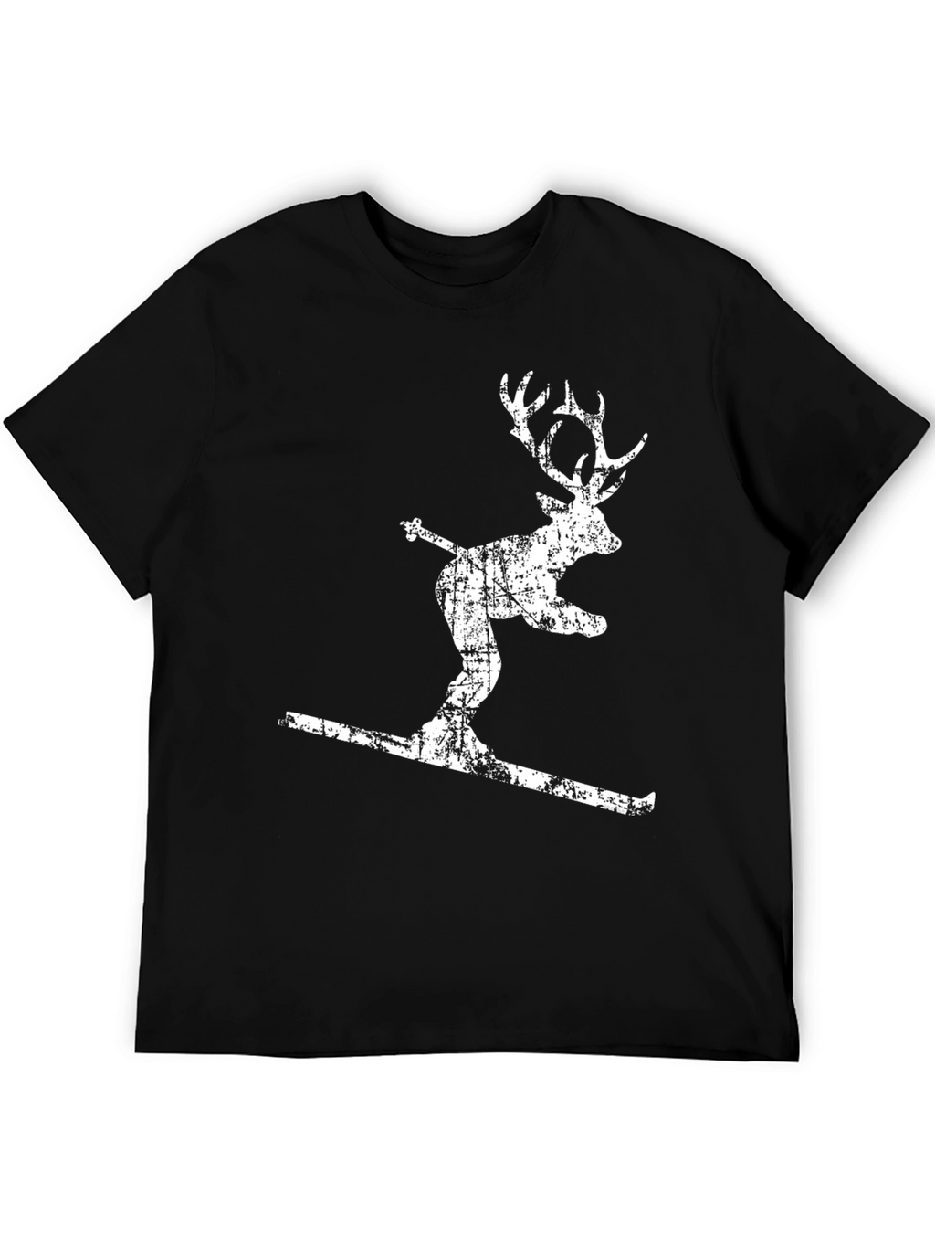 Skiing Deer Graphic T-Shirt - Mens Black Tee