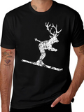 Skiing Deer Graphic T-Shirt - Mens Black Tee