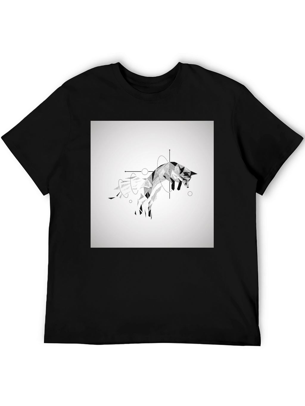 Geometric Fox Black T-Shirt