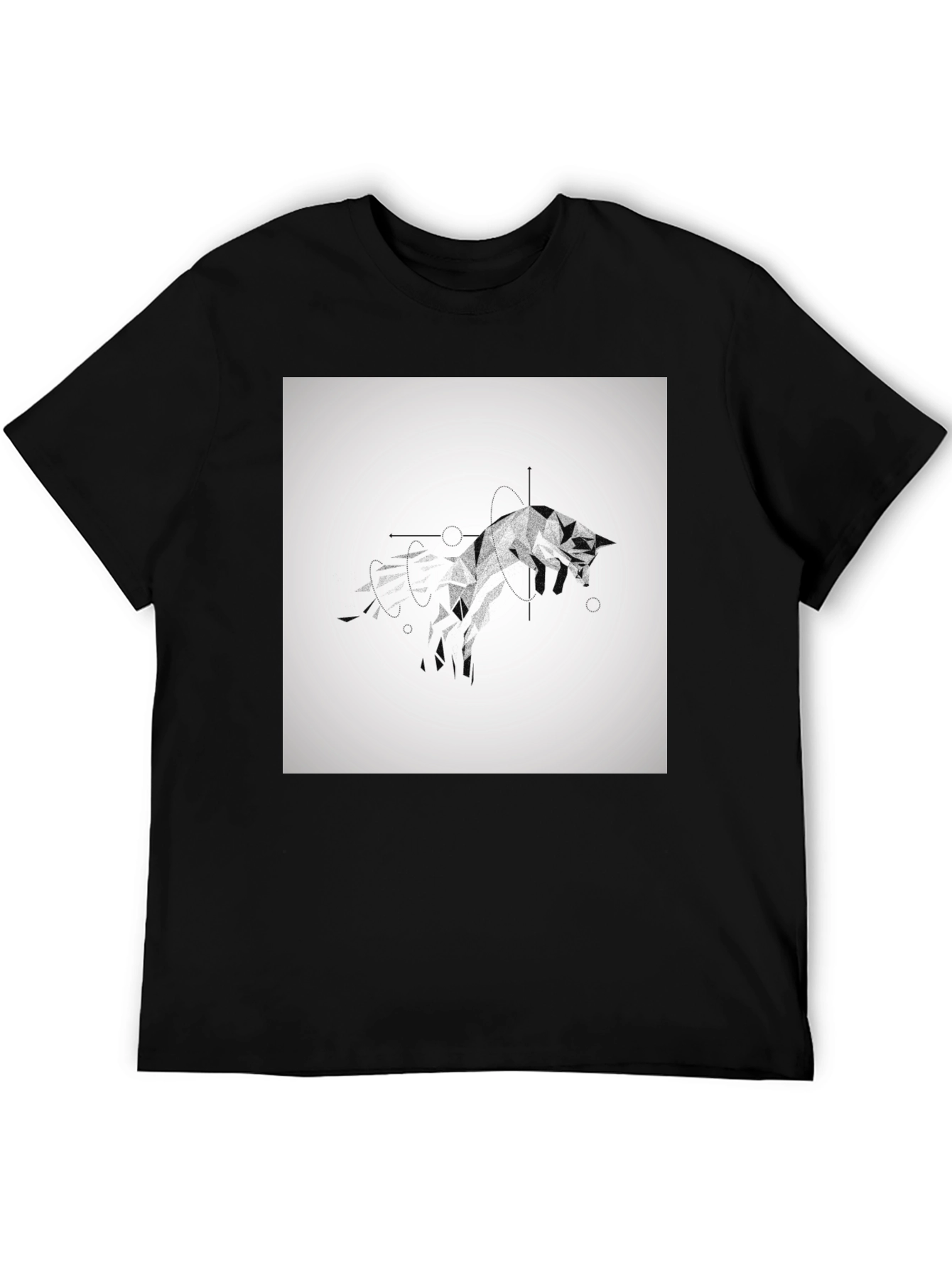 Geometric Fox Black T-Shirt