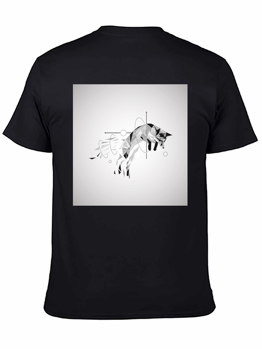 Geometric Fox Black T-Shirt