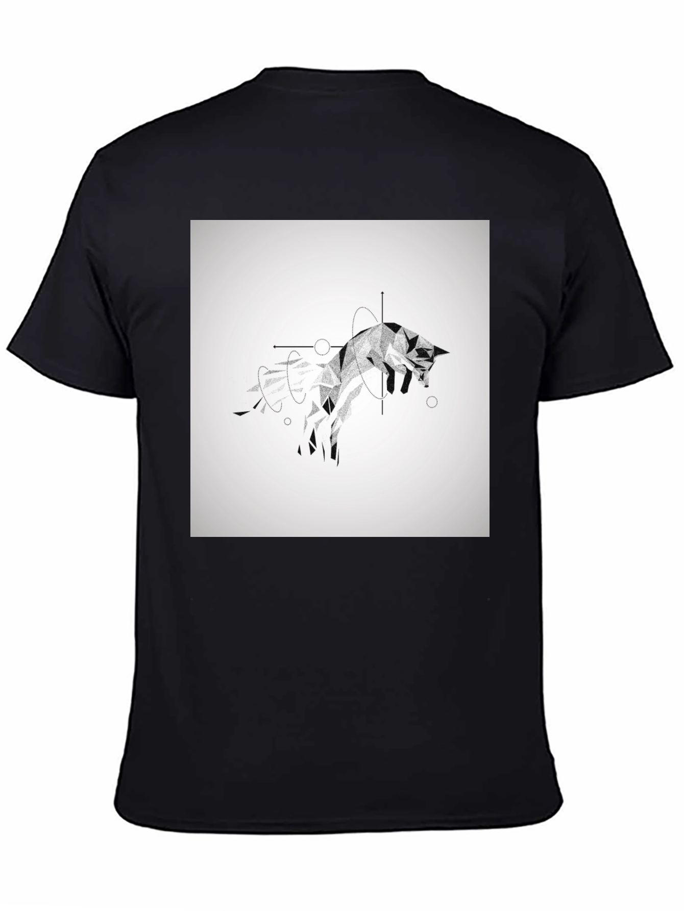 Geometric Fox Black T-Shirt