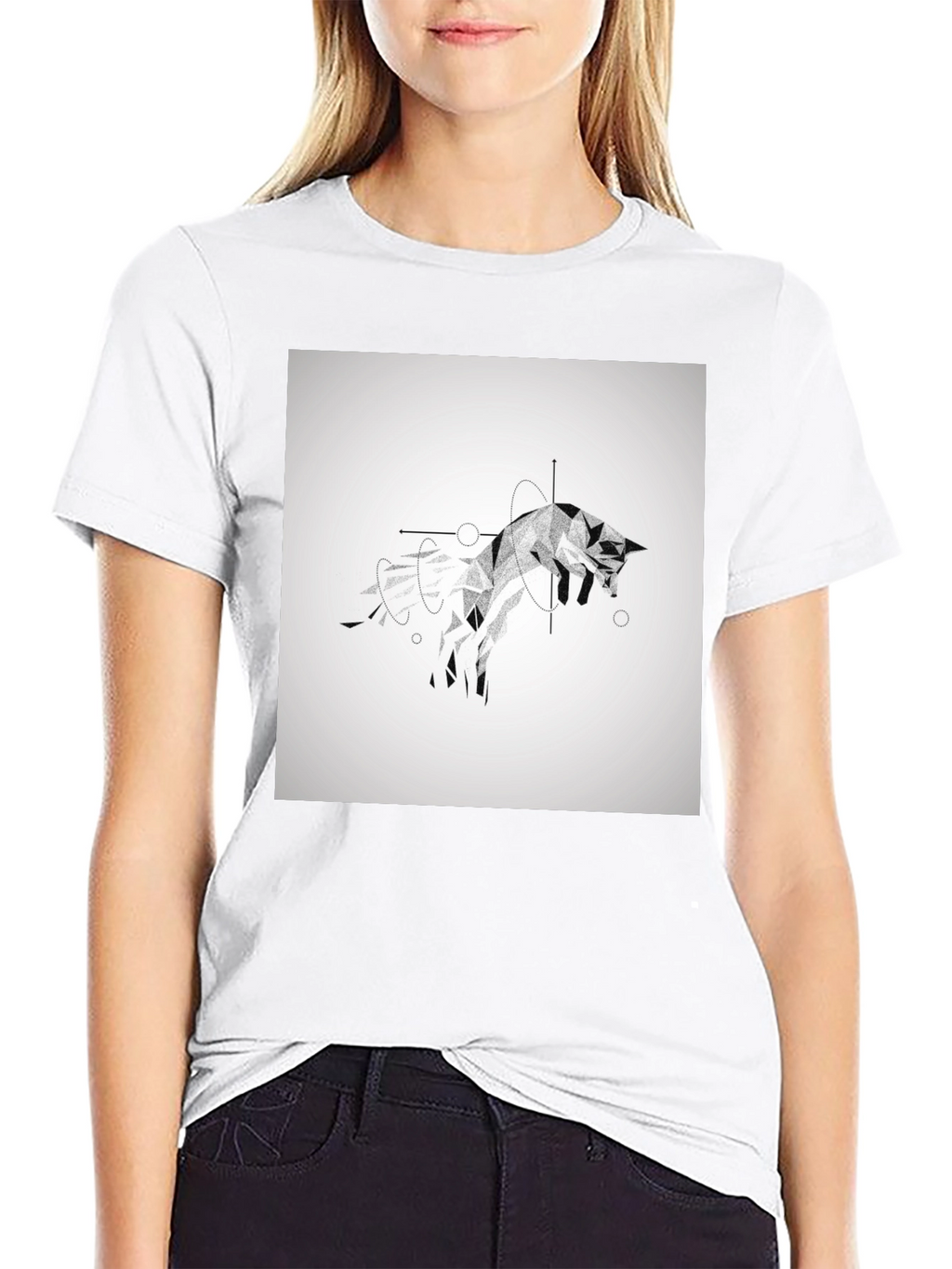 Geometric Fox Black T-Shirt