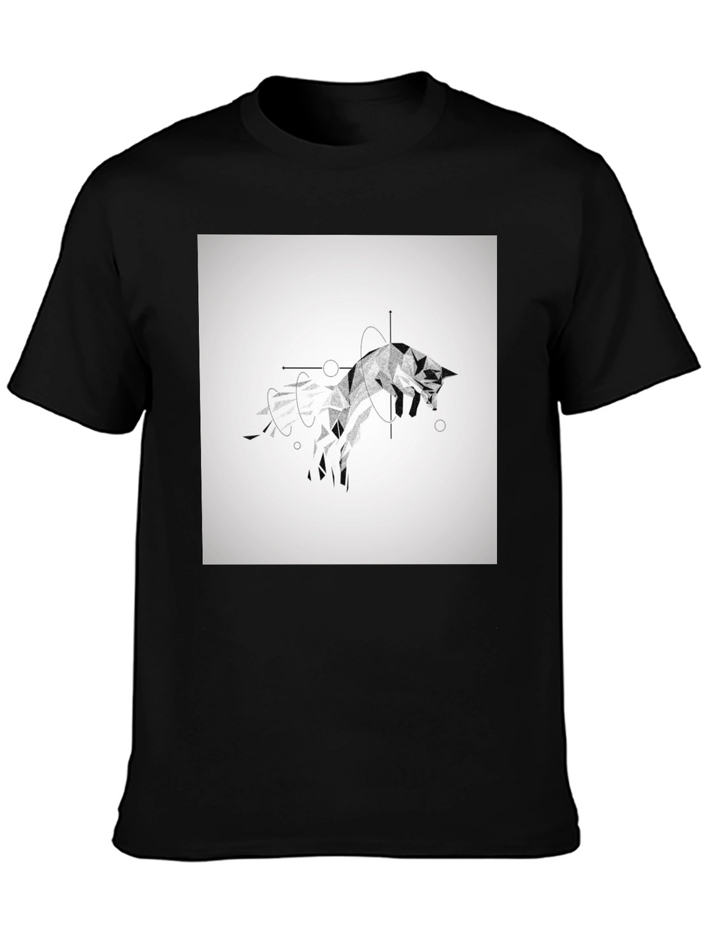 Geometric Fox Black T-Shirt