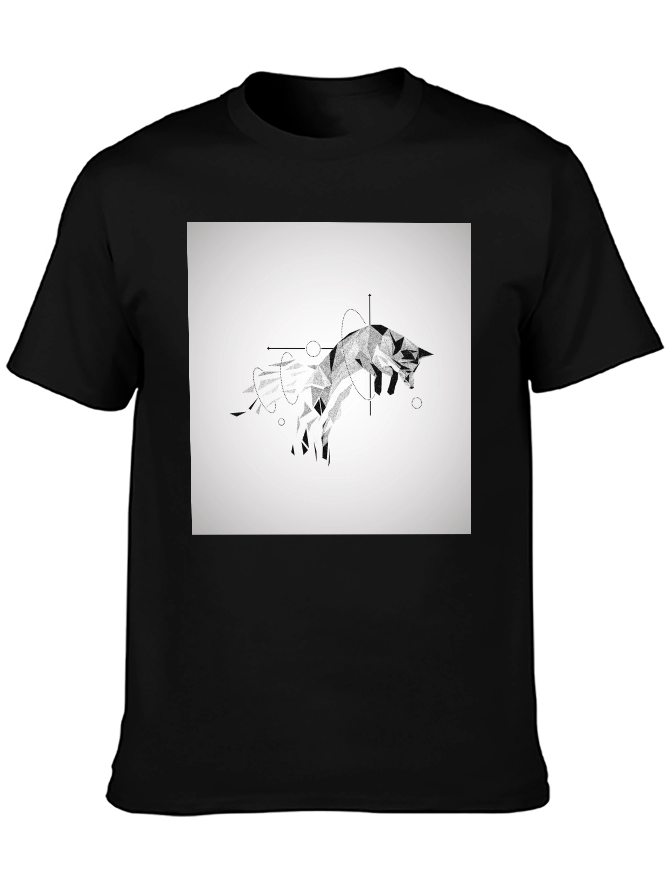 Geometric Fox Black T-Shirt