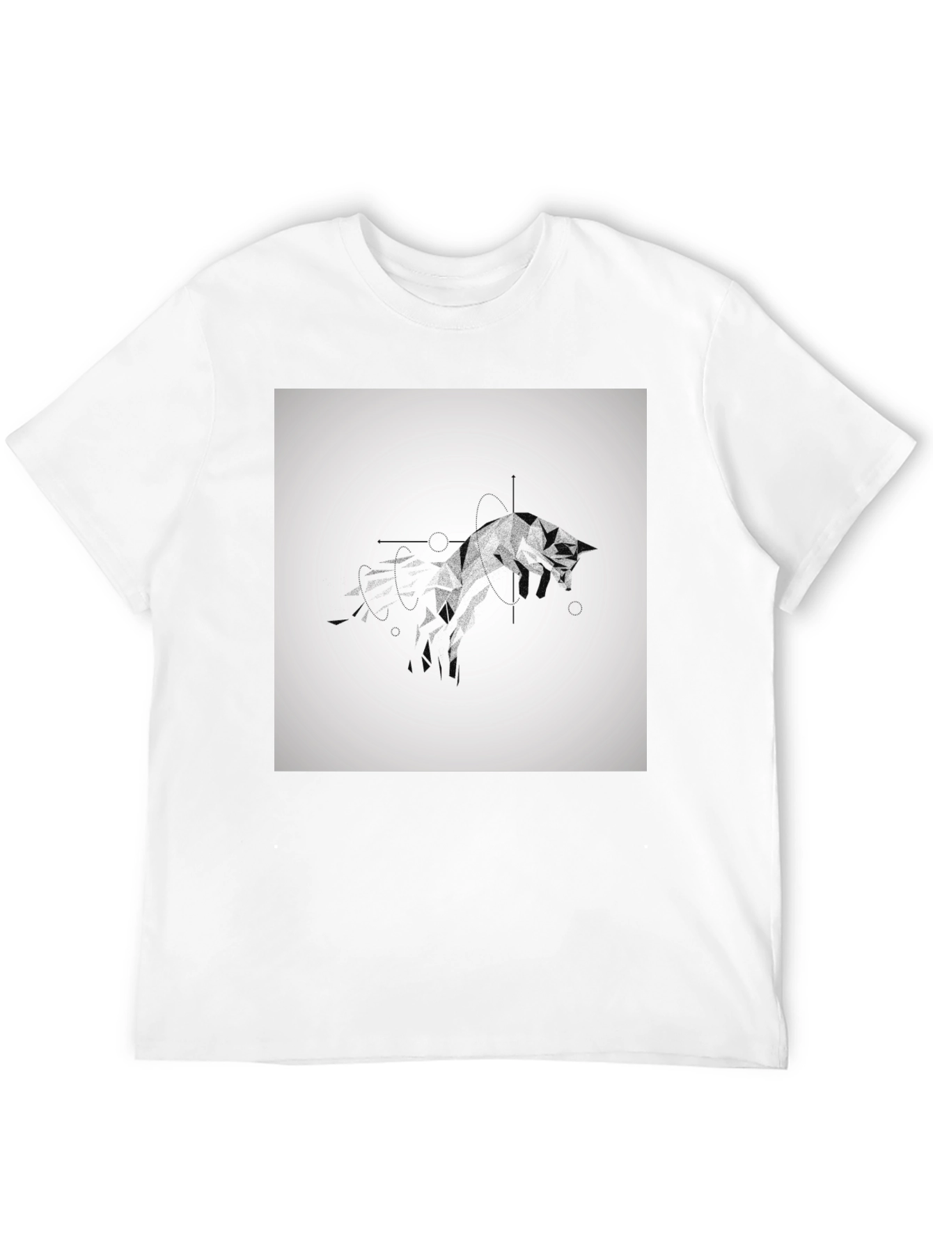 Geometric Fox Black T-Shirt