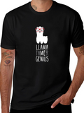 Llama Tamer Genius Graphic T-Shirt - Black