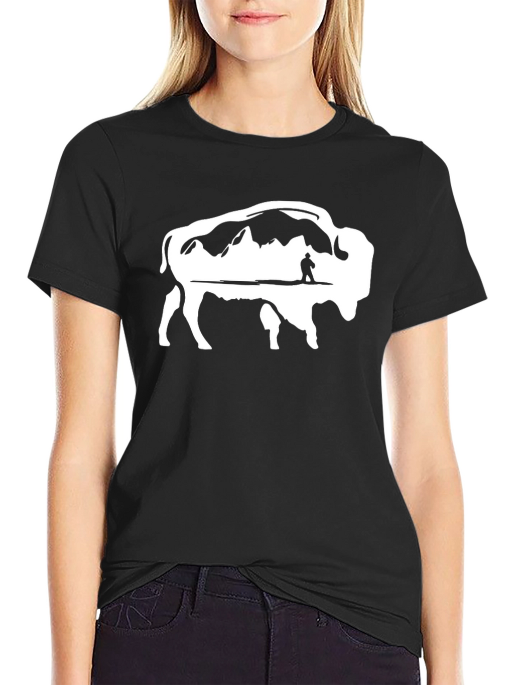 Buffalo Mountain Scene Graphic Tee - Black