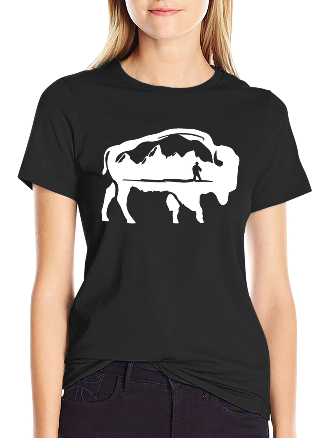 Buffalo Mountain Scene Graphic Tee - Black