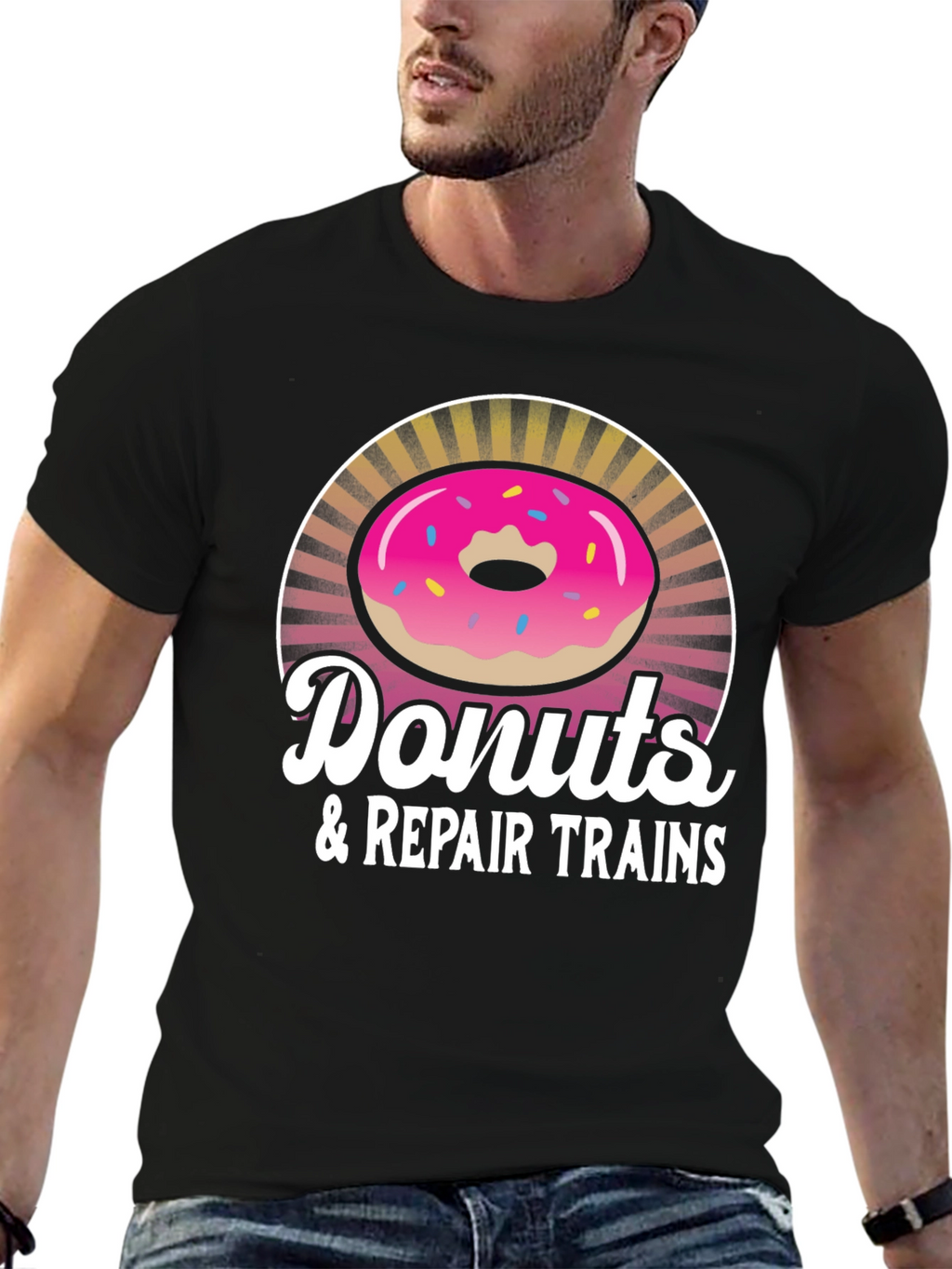 Donuts & Repair Trains Graphic T-Shirt